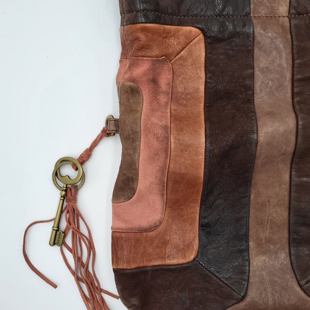 Fossil Brown Multi-Tone Leather Crossbody Bag