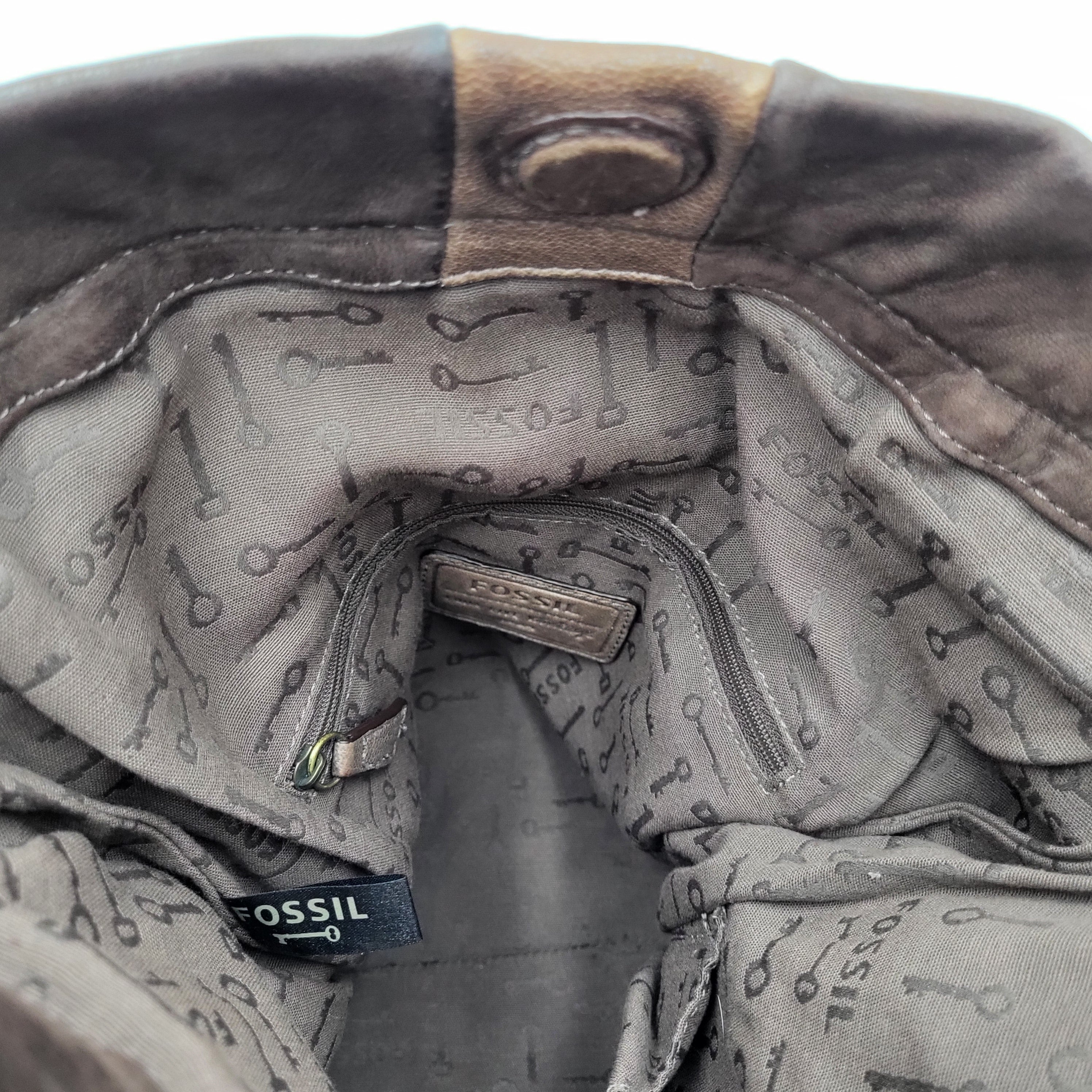 Fossil Brown Multi-Tone Leather Crossbody Bag