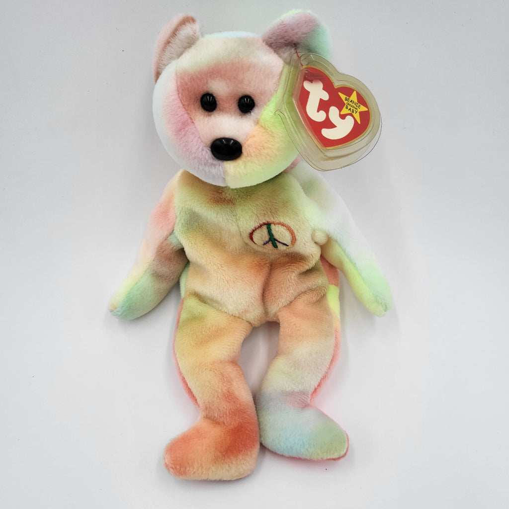 Ty Multicolor Peace Bear Beanie Baby - 1996