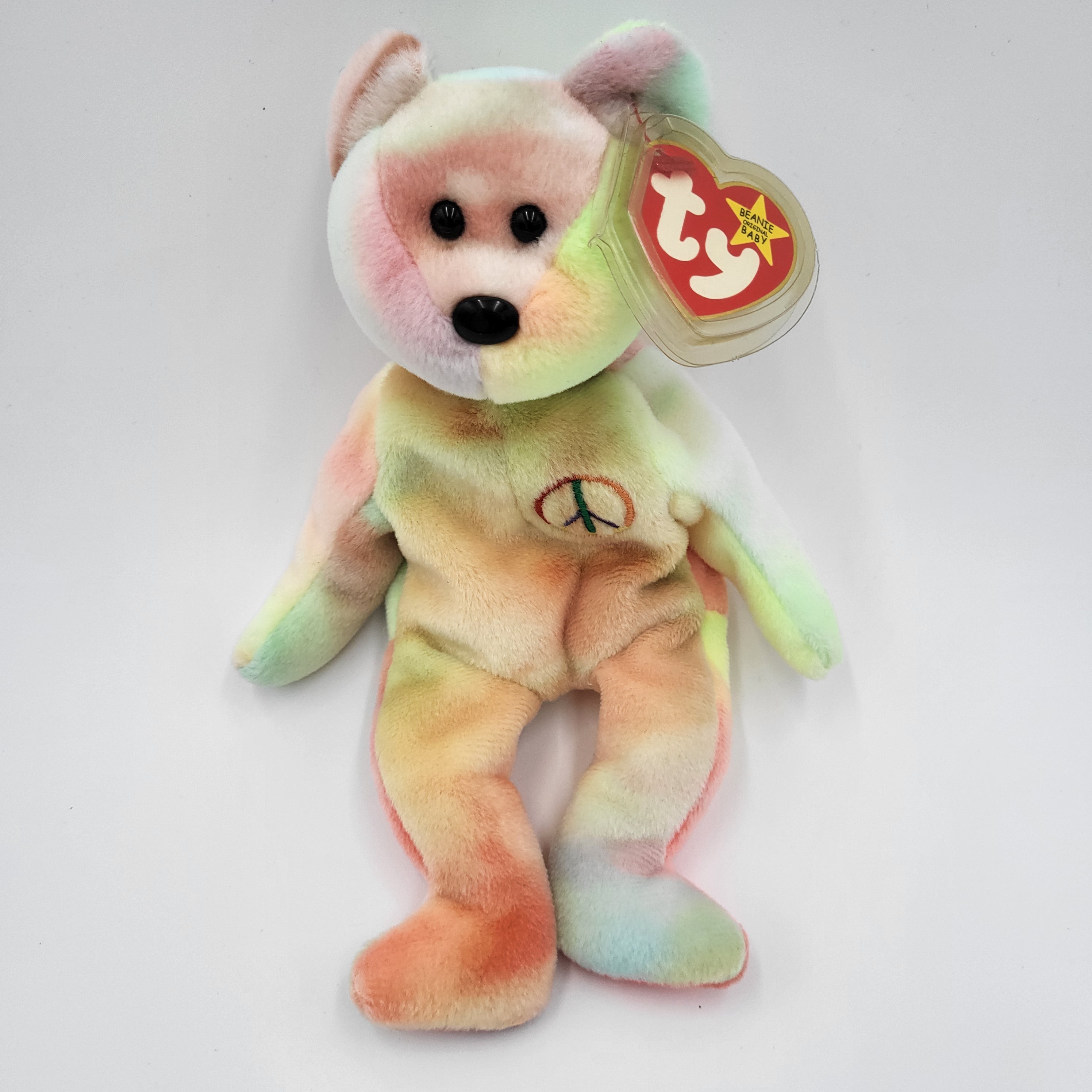 Ty Multicolor Peace Bear Beanie Baby - 1996