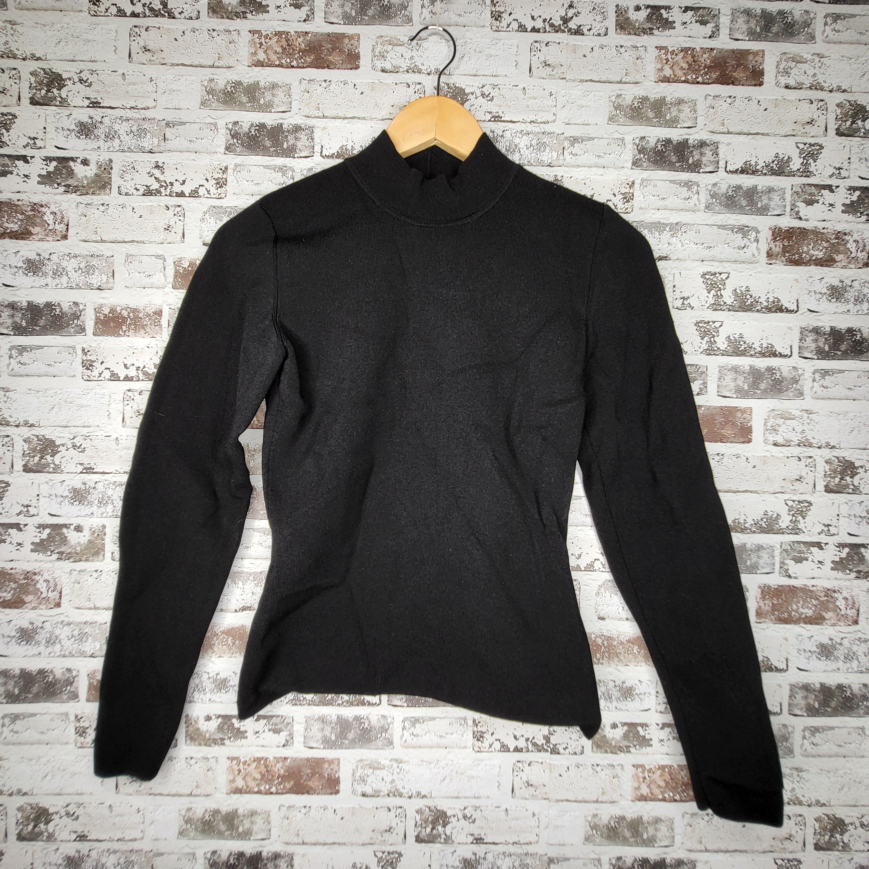 Babaton Black Mock Neck Fine Knit Pullover Sweater (Women's Size M)