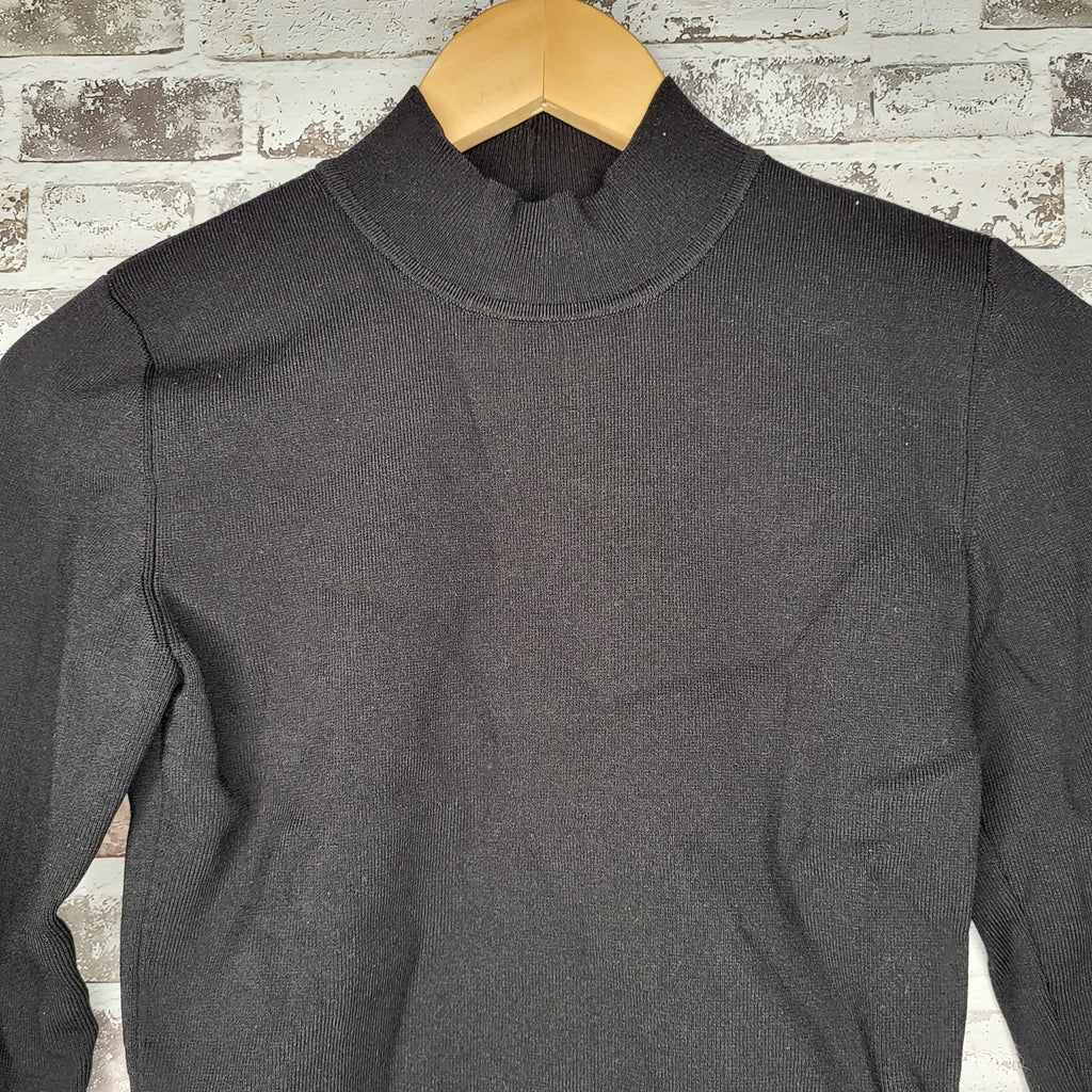 Babaton Black Mock Neck Fine Knit Pullover Sweater (Women's Size M)
