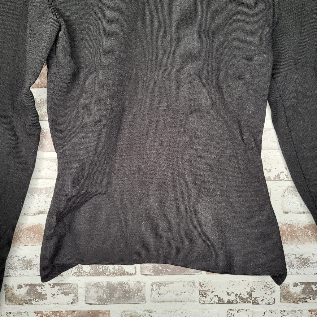 Babaton Black Mock Neck Fine Knit Pullover Sweater (Women's Size M)