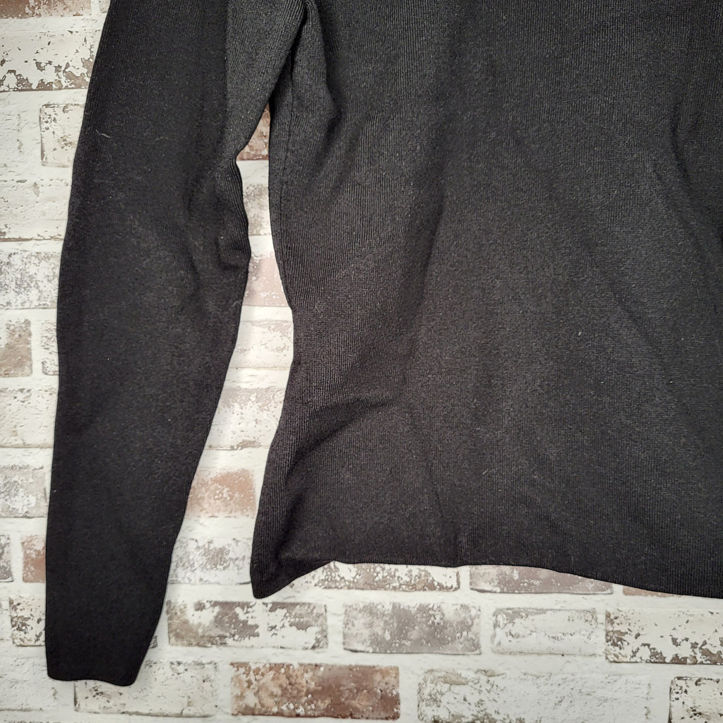 Babaton Black Mock Neck Fine Knit Pullover Sweater (Women's Size M)