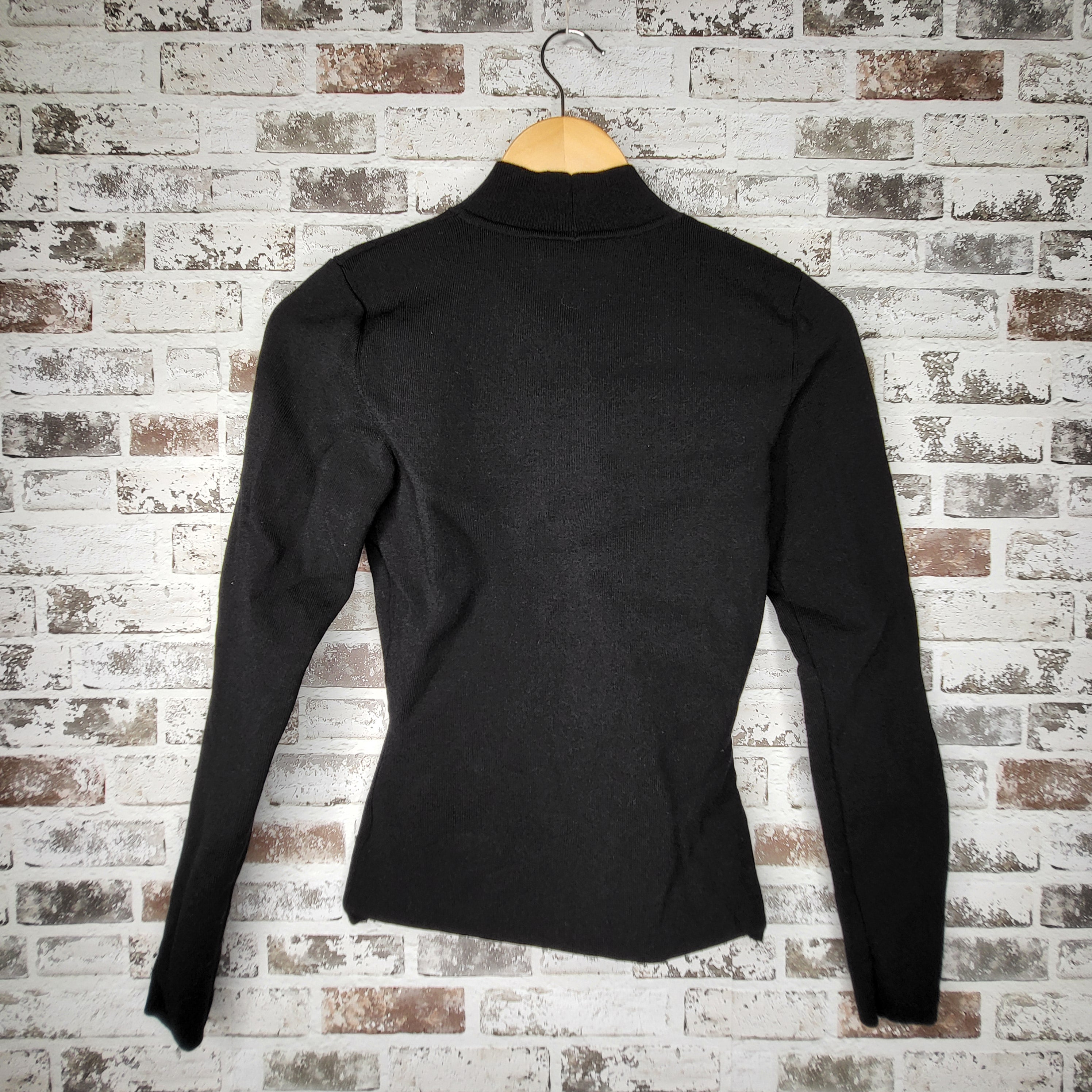 Babaton Black Mock Neck Fine Knit Pullover Sweater (Women's Size M)