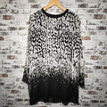 Calvin Klein black grey animal print blouse (Women's Size L)
