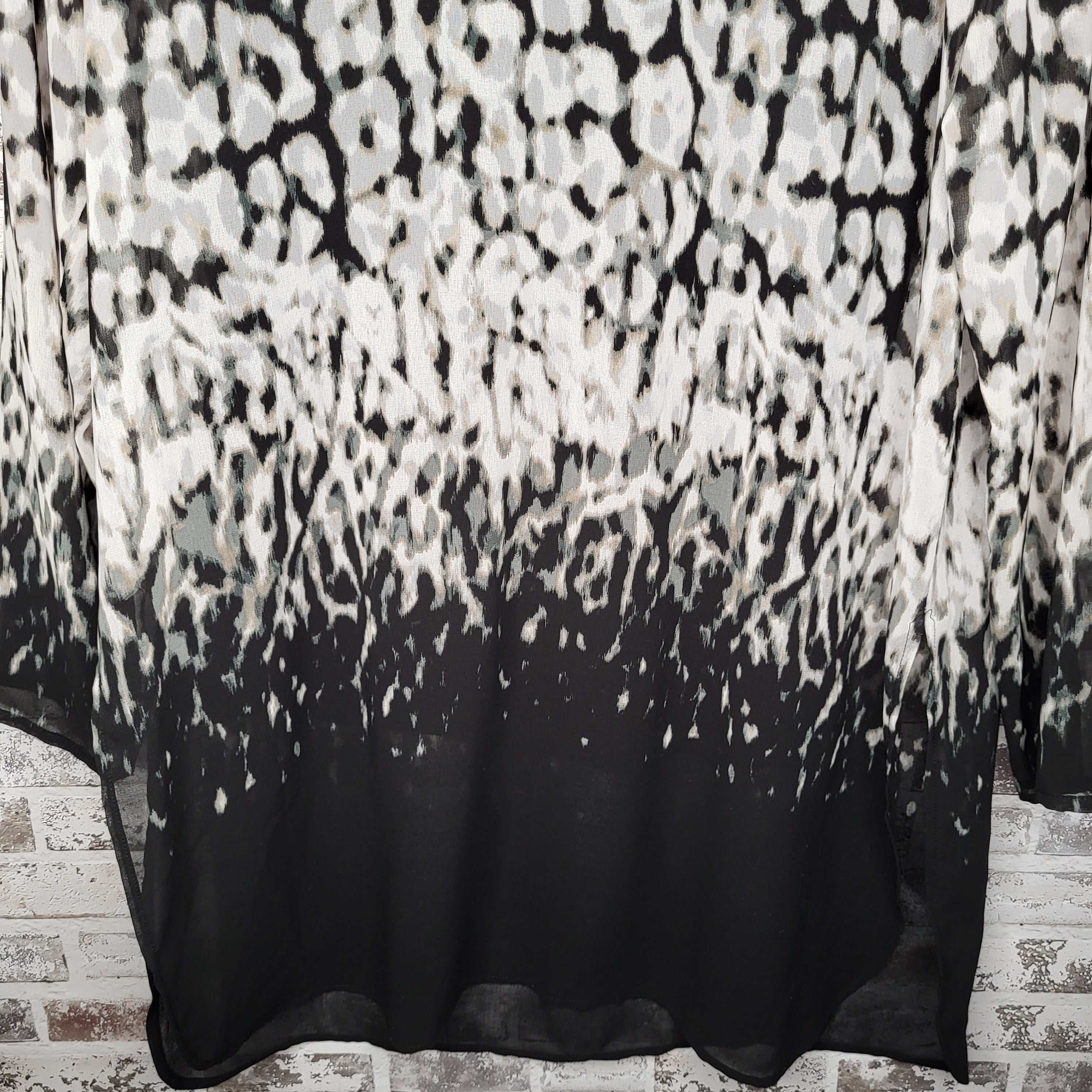 Calvin Klein black grey animal print blouse (Women's Size L)