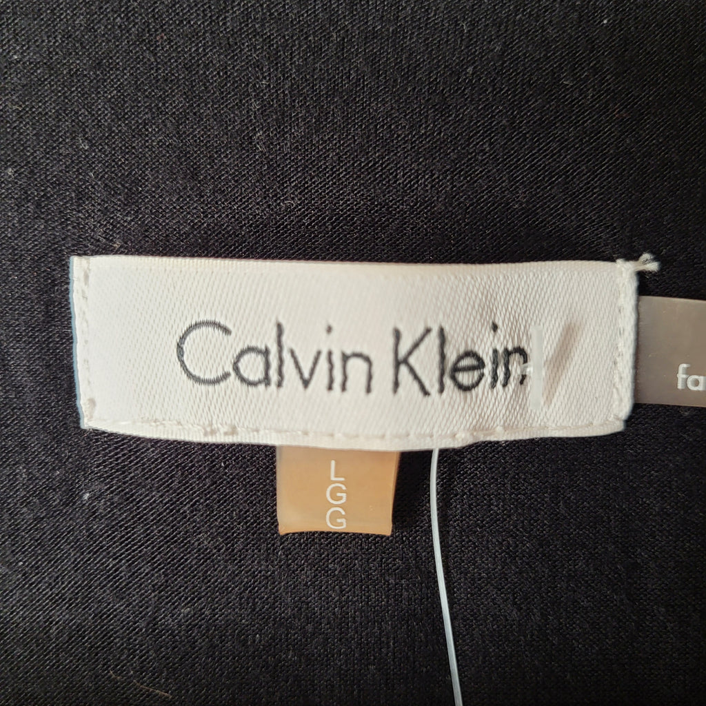 Calvin Klein black grey animal print blouse (Women's Size L)