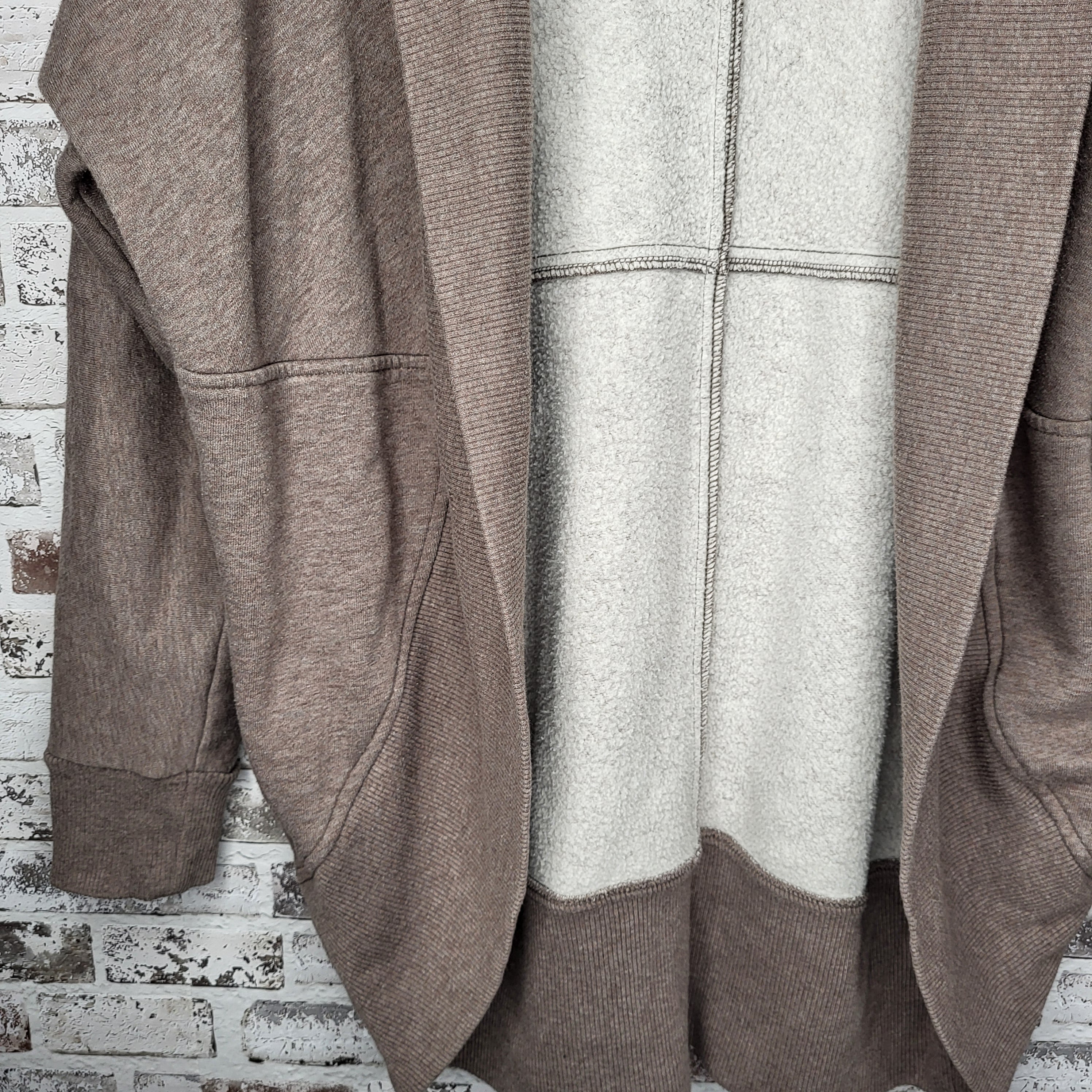 Banana Republic Taupe Mixed Media Open-Front Cardigan (Women's Size L)