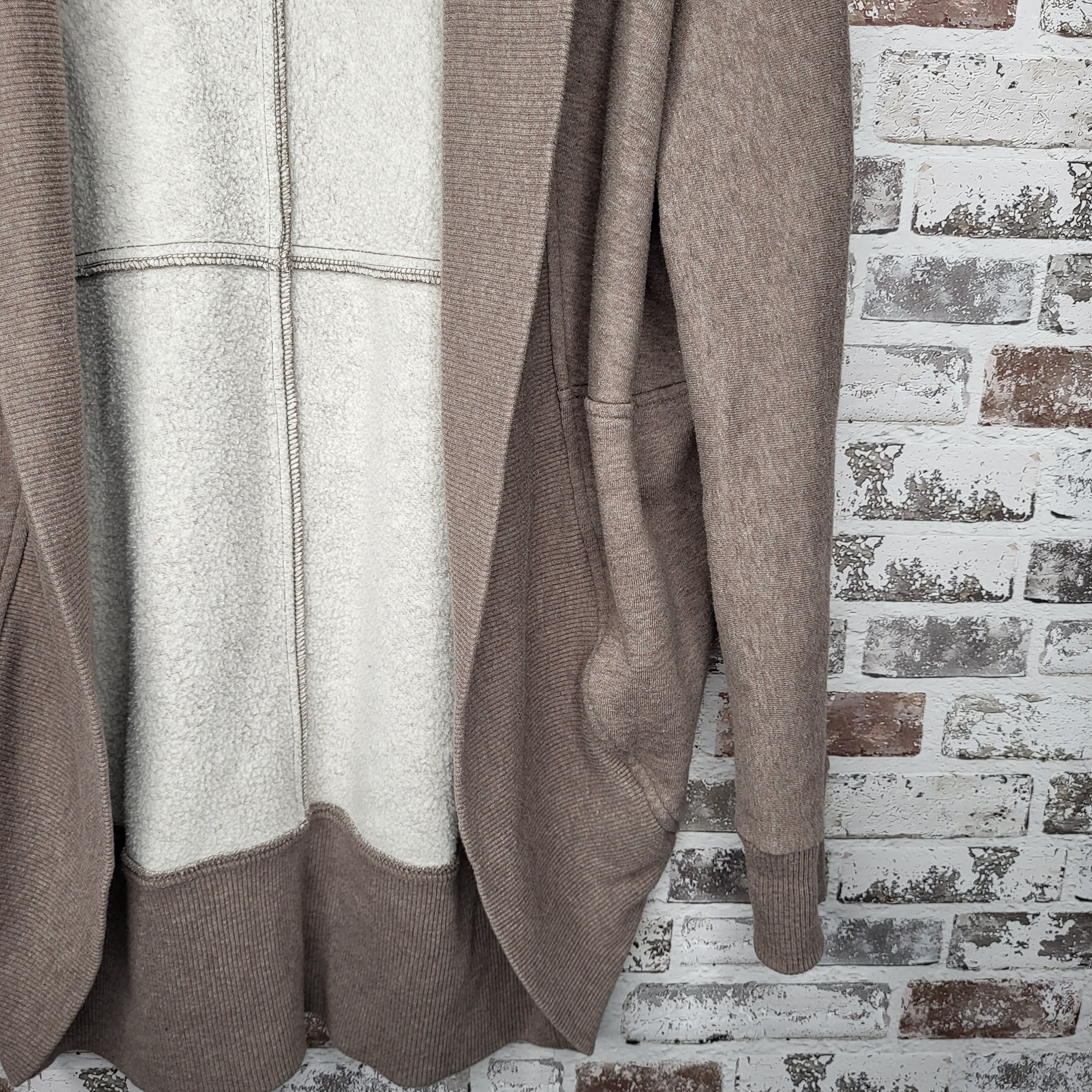 Banana Republic Taupe Mixed Media Open-Front Cardigan (Women's Size L)