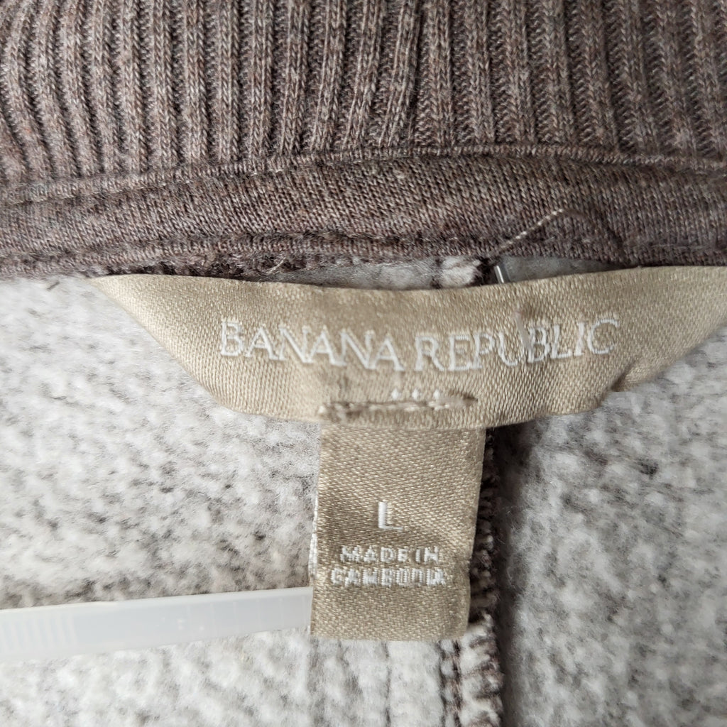 Banana Republic Taupe Mixed Media Open-Front Cardigan (Women's Size L)
