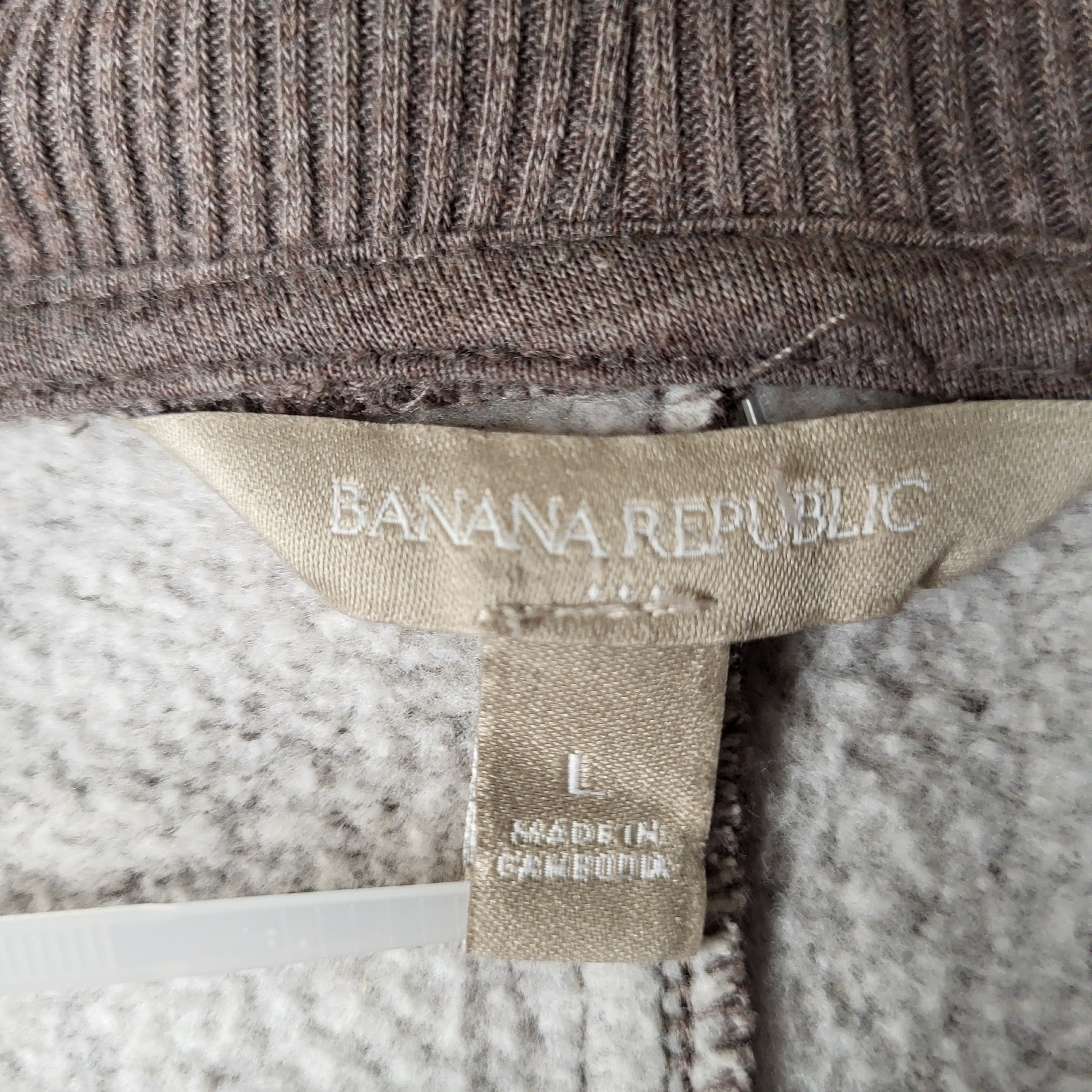 Banana Republic Taupe Mixed Media Open-Front Cardigan (Women's Size L)