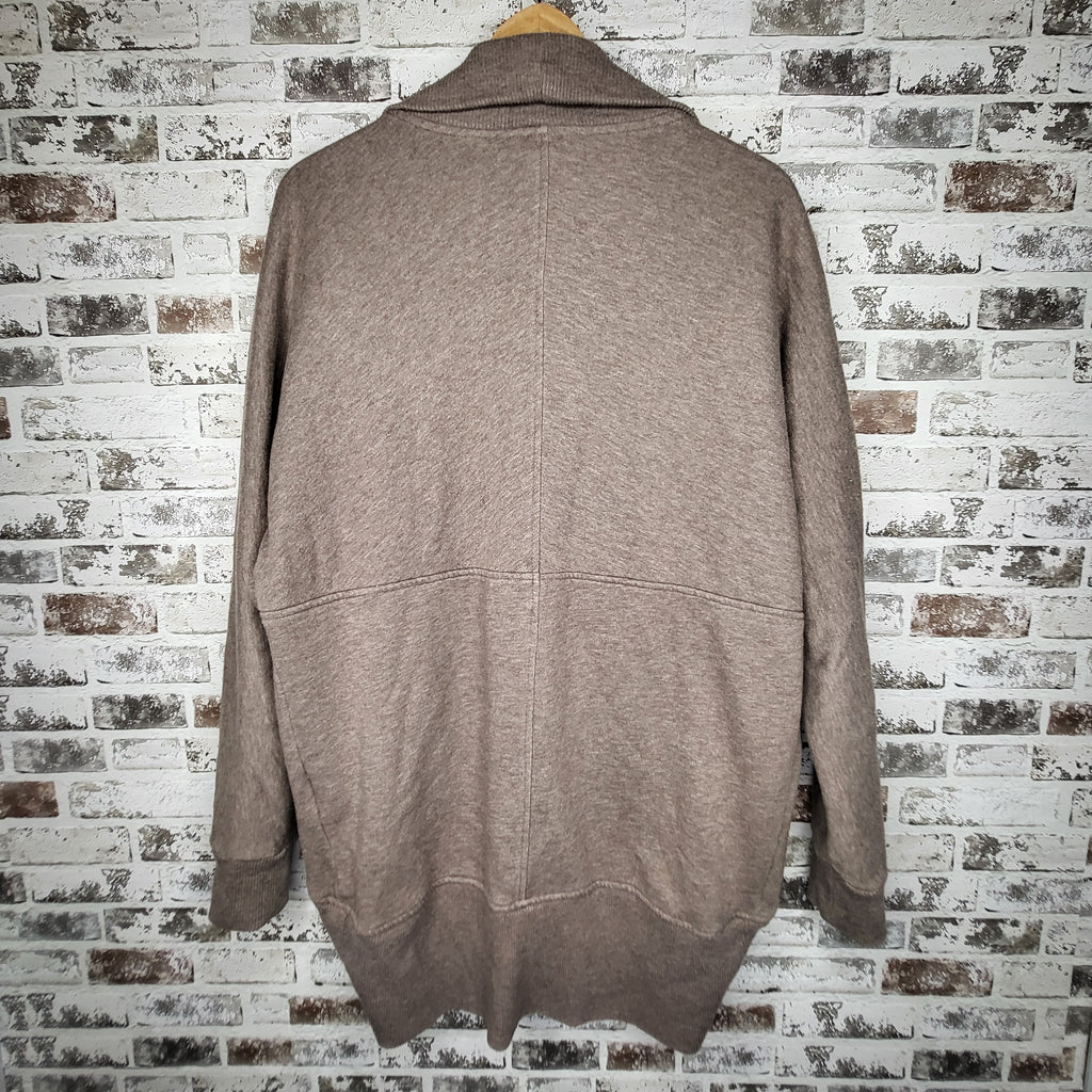 Banana Republic Taupe Mixed Media Open-Front Cardigan (Women's Size L)