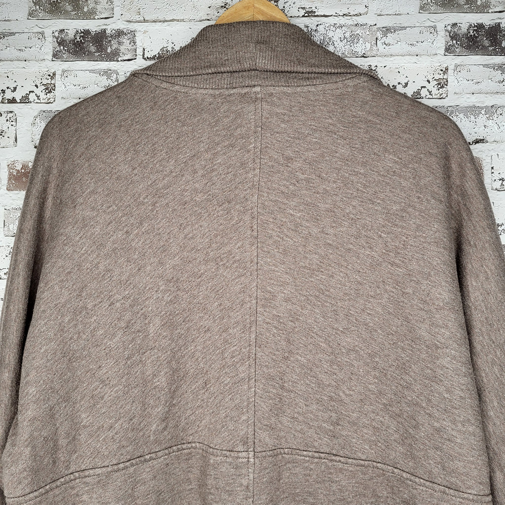 Banana Republic Taupe Mixed Media Open-Front Cardigan (Women's Size L)