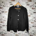 Bianca Nygård Black Mixed Media Button-Front Cardigan (Women's Size L / 14-16)