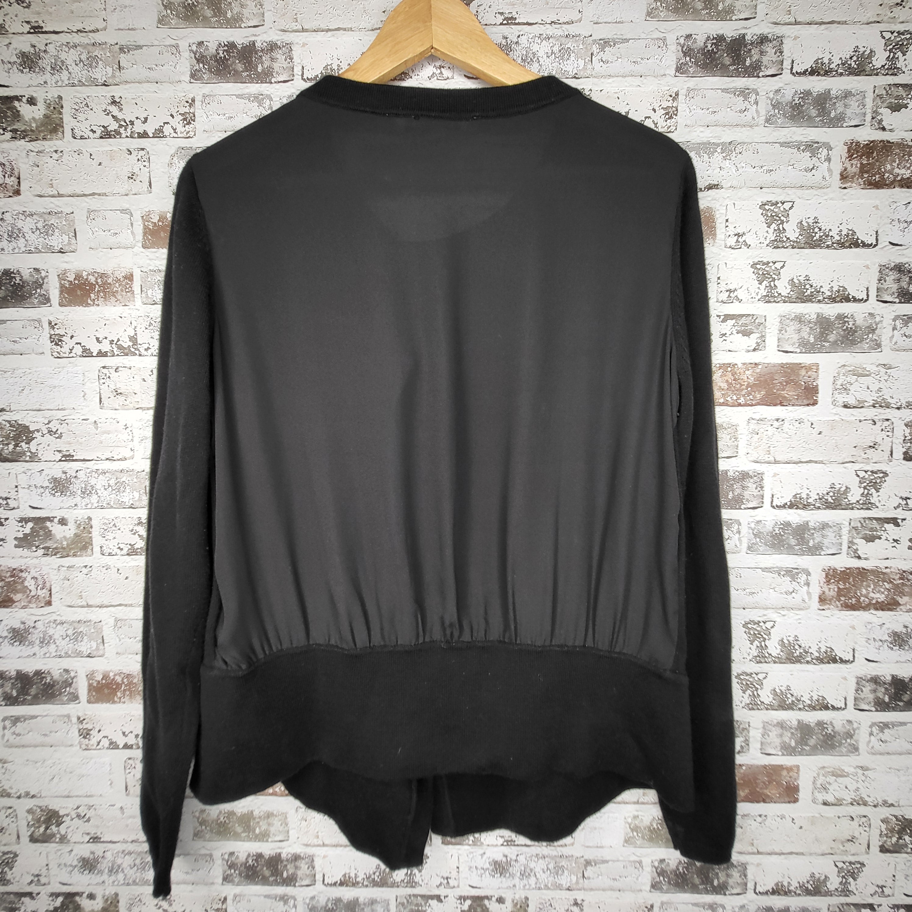 Bianca Nygård Black Mixed Media Button-Front Cardigan (Women's Size L / 14-16)