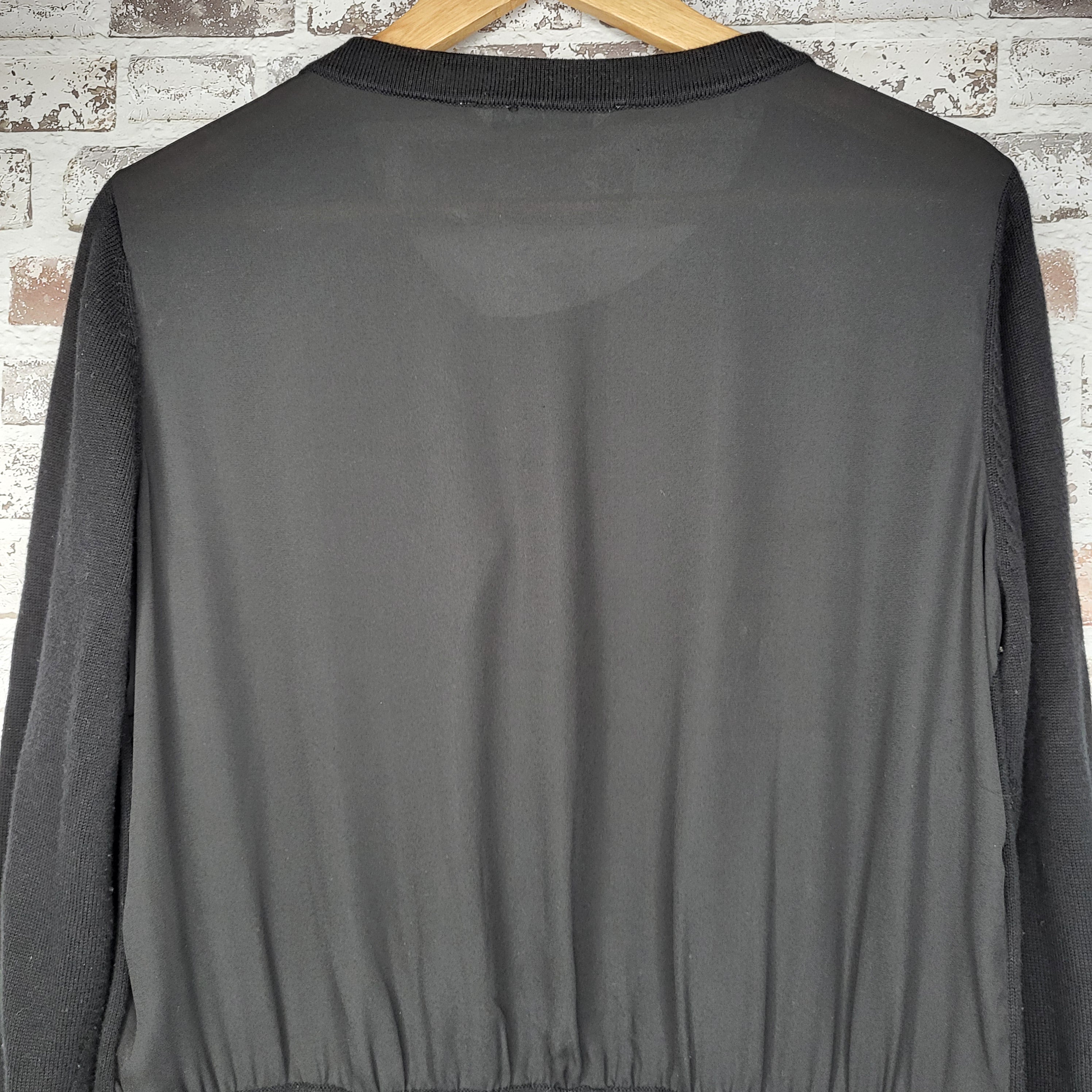 Bianca Nygård Black Mixed Media Button-Front Cardigan (Women's Size L / 14-16)
