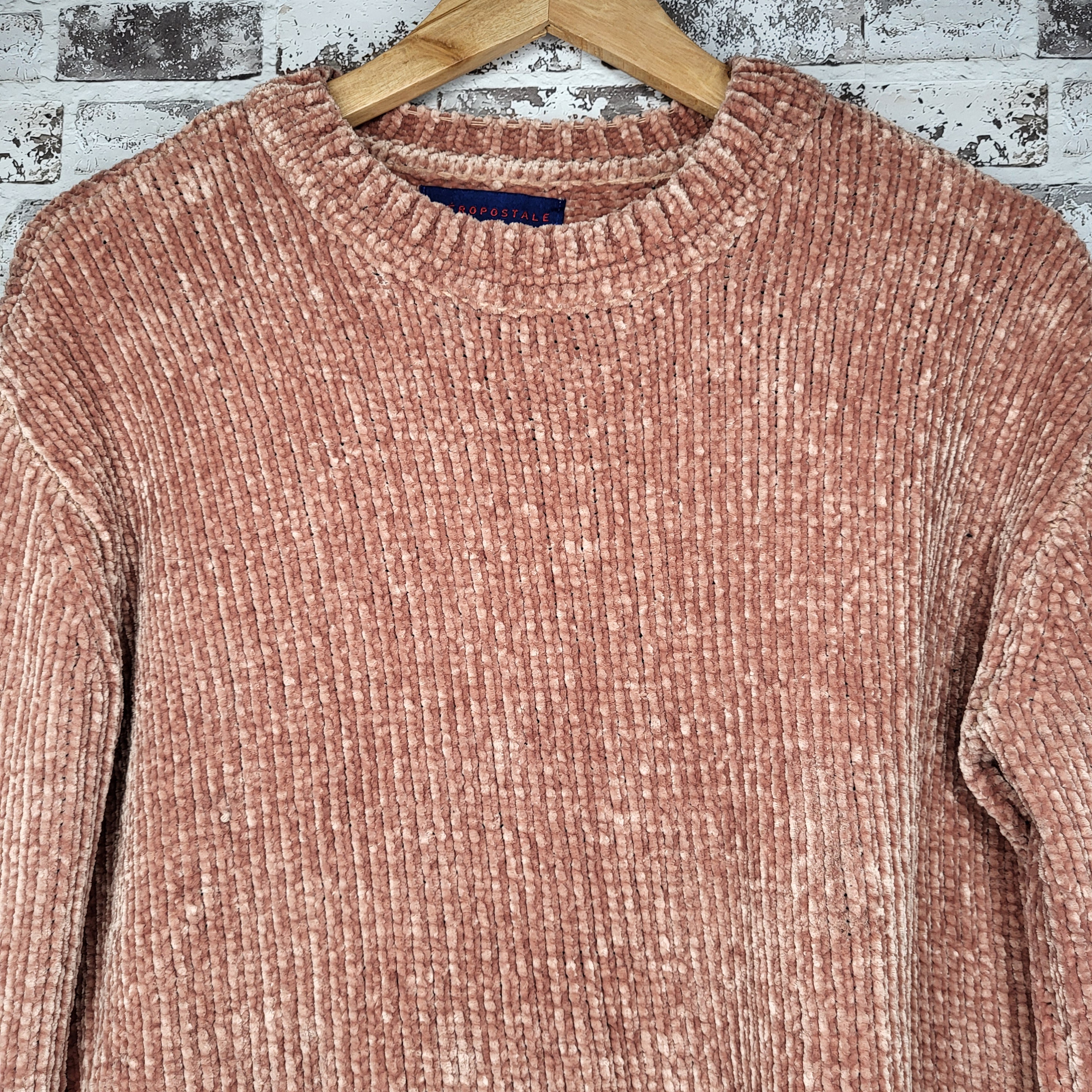 Aéropostale Dusty Rose Chenille Ribbed Knit Sweater (Women's Size M)