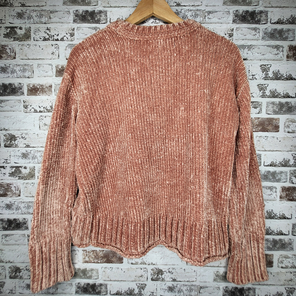 Aéropostale Dusty Rose Chenille Ribbed Knit Sweater (Women's Size M)