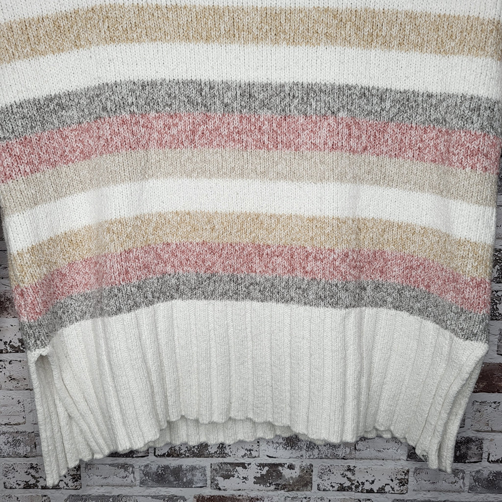 Eddie Bauer Cream Multi-Stripe Turtleneck Knit Sweater (Women's Size XL)