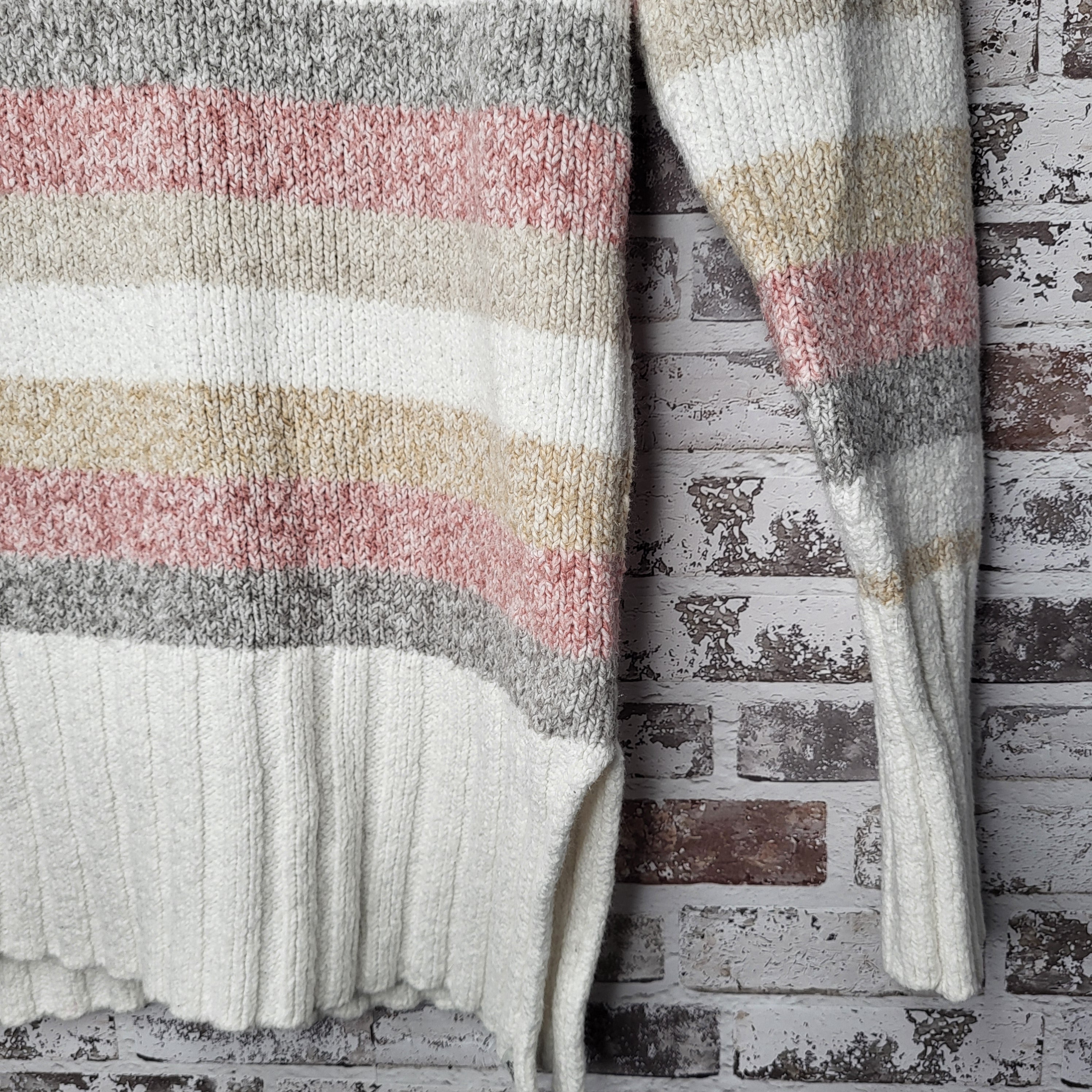 Eddie Bauer Cream Multi-Stripe Turtleneck Knit Sweater (Women's Size XL)