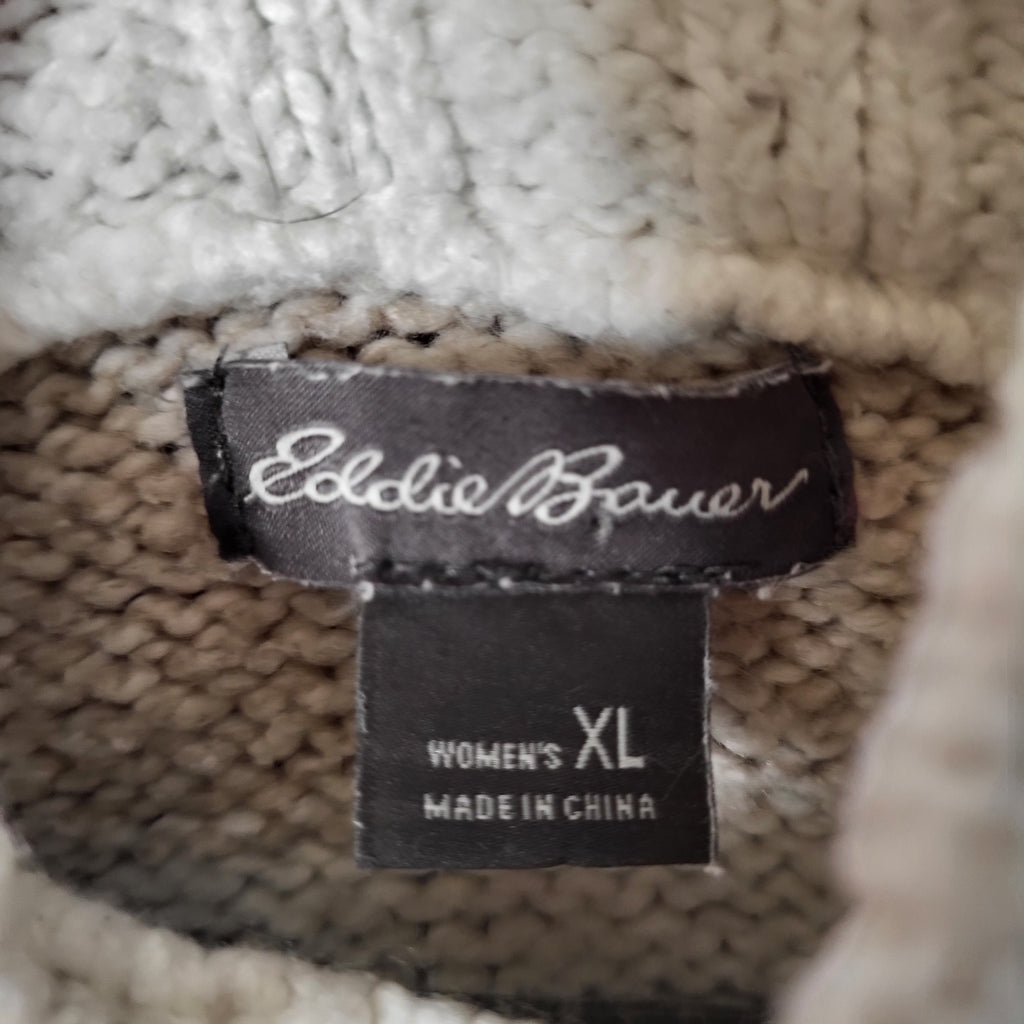 Eddie Bauer Cream Multi-Stripe Turtleneck Knit Sweater (Women's Size XL)