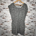 NEW Gap Black & White Leaf Print Ruched Waist Dress (Women's Size M)