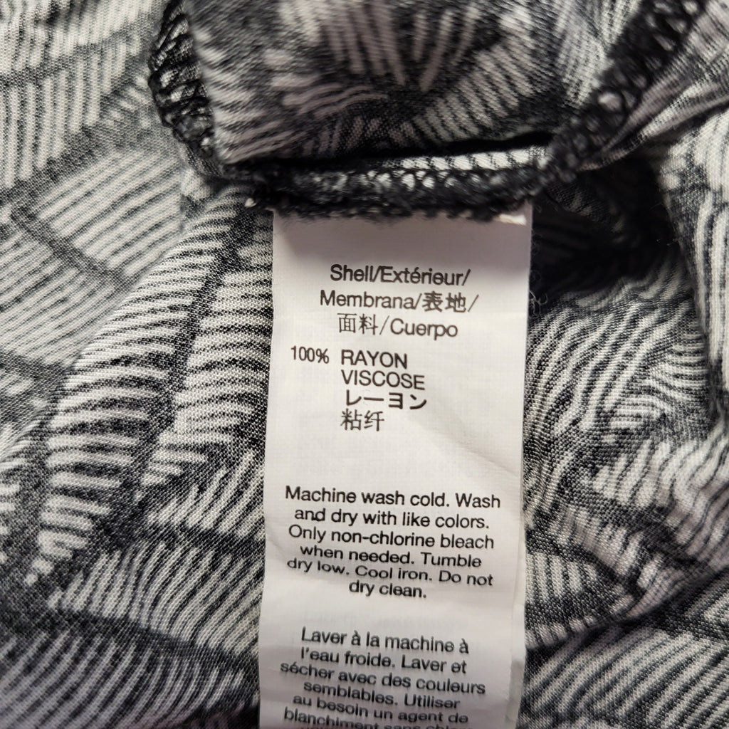 NEW Gap Black & White Leaf Print Ruched Waist Dress (Women's Size M)