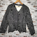 Attitude Black & White Sashiko Floral Quilted Jacket (Women's Size XL)