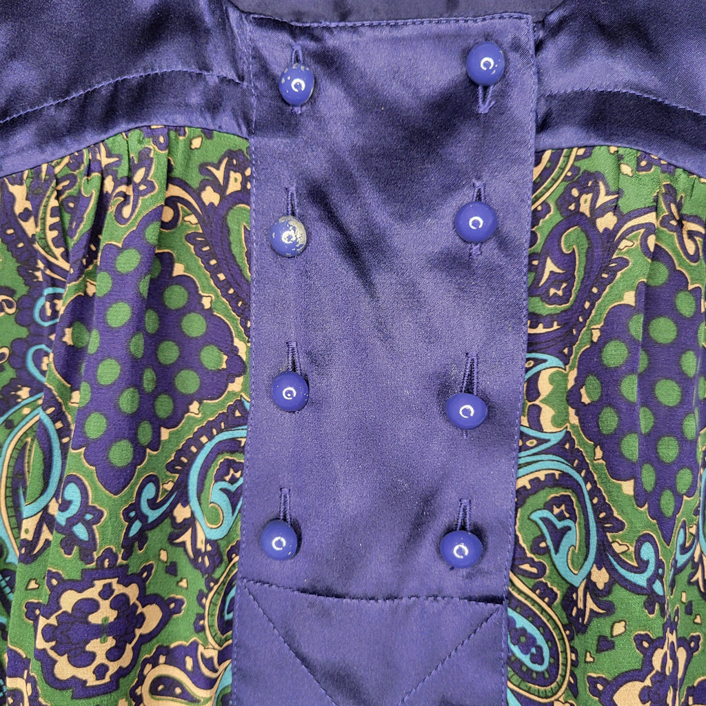 Banana Republic blue green paisley silk blouse (Women's Size XS)