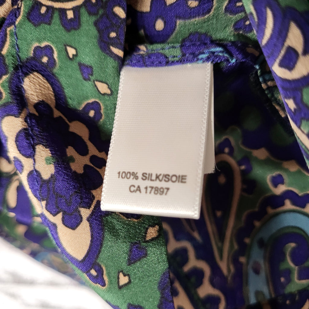 Banana Republic blue green paisley silk blouse (Women's Size XS)