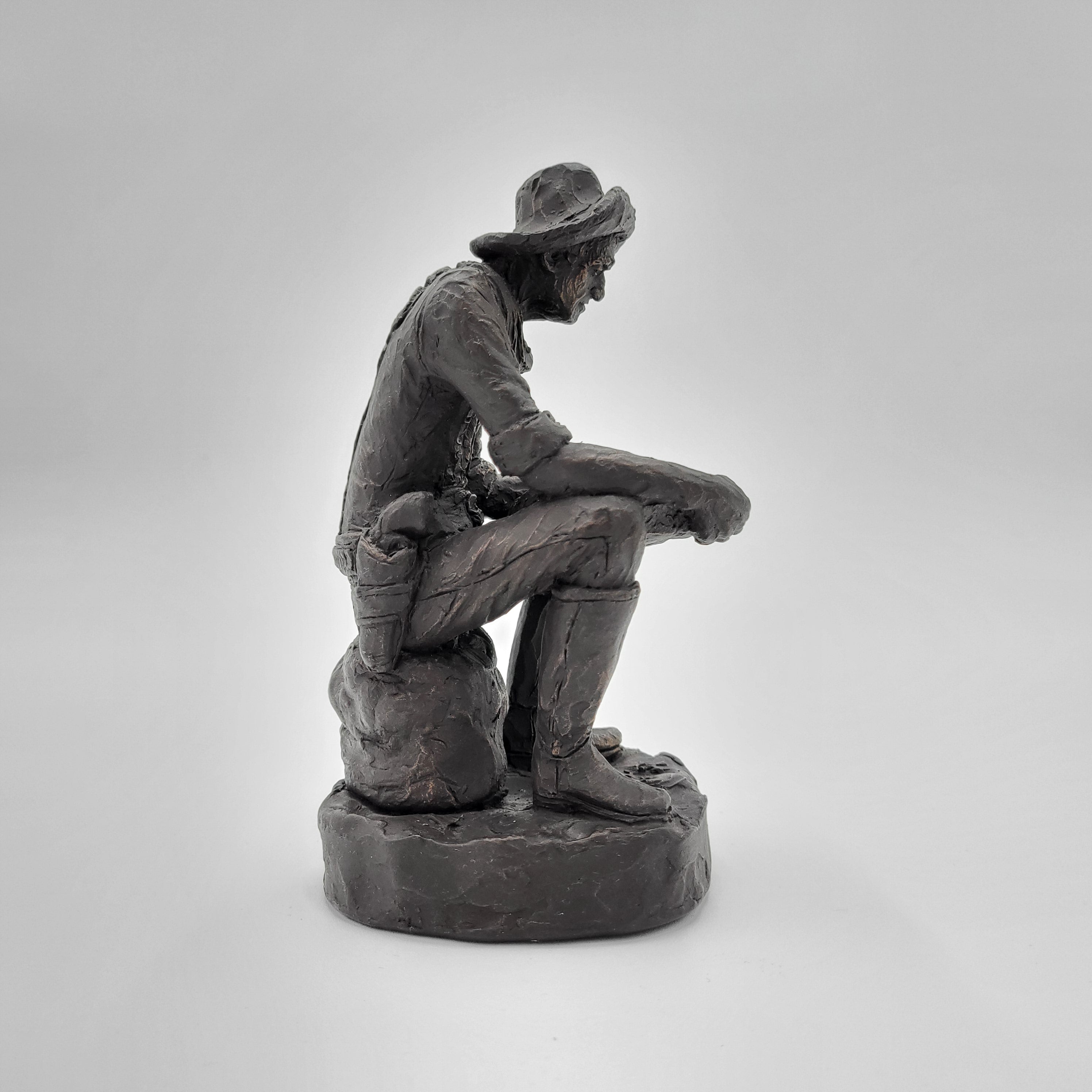 Michael Garman Dark Bronze Old Prospector Western Cowboy Figurine