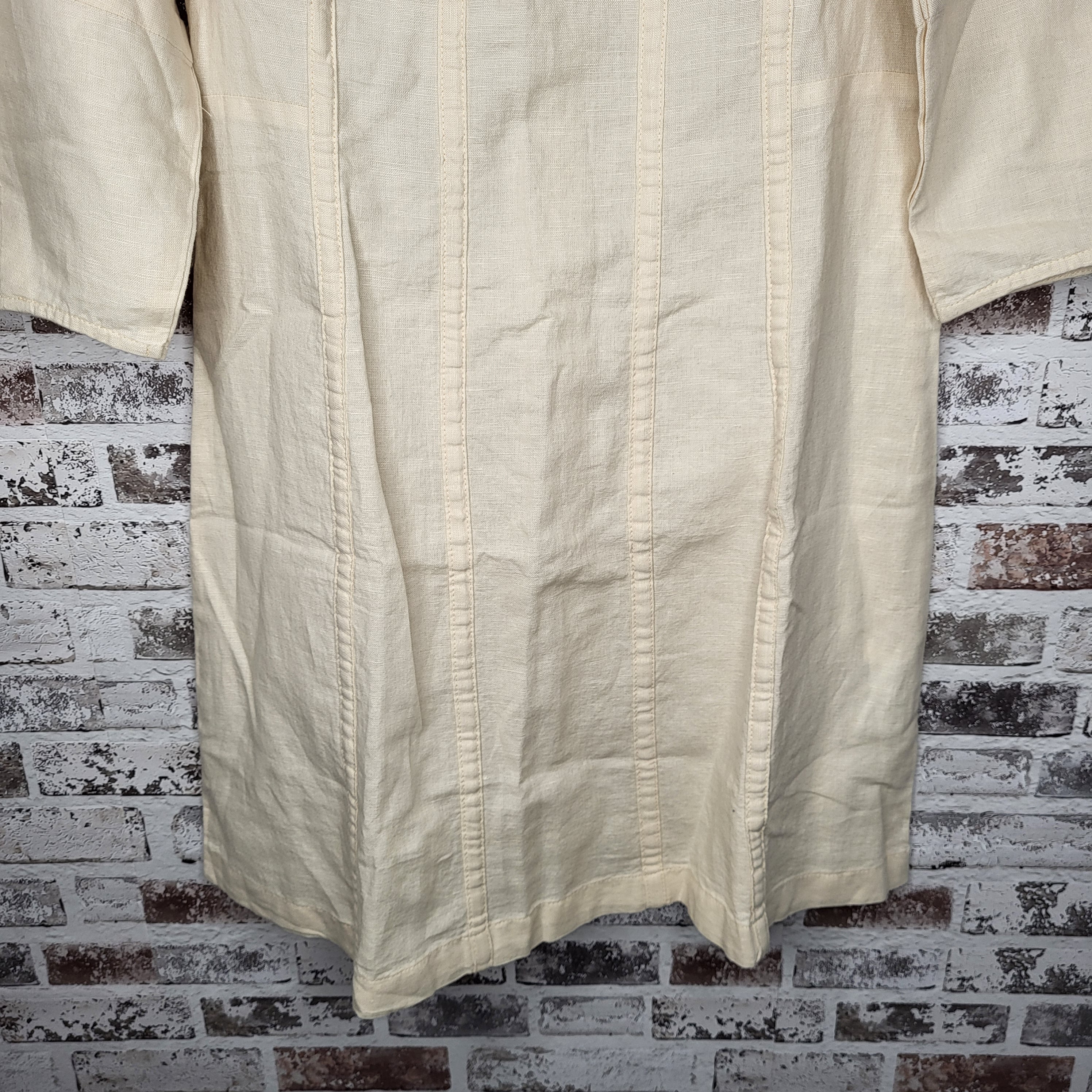 NEW Banana Republic Cream Linen-Blend Square-Neck Pintuck Mini Dress (Women's Size 2)