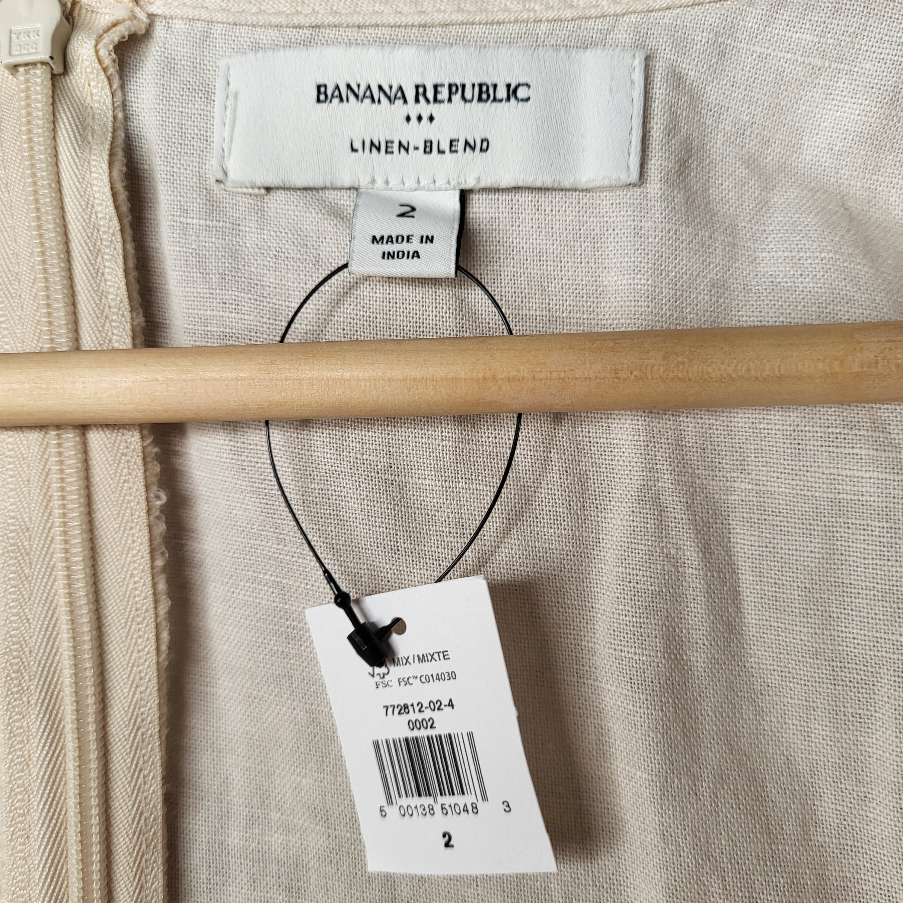 NEW Banana Republic Cream Linen-Blend Square-Neck Pintuck Mini Dress (Women's Size 2)