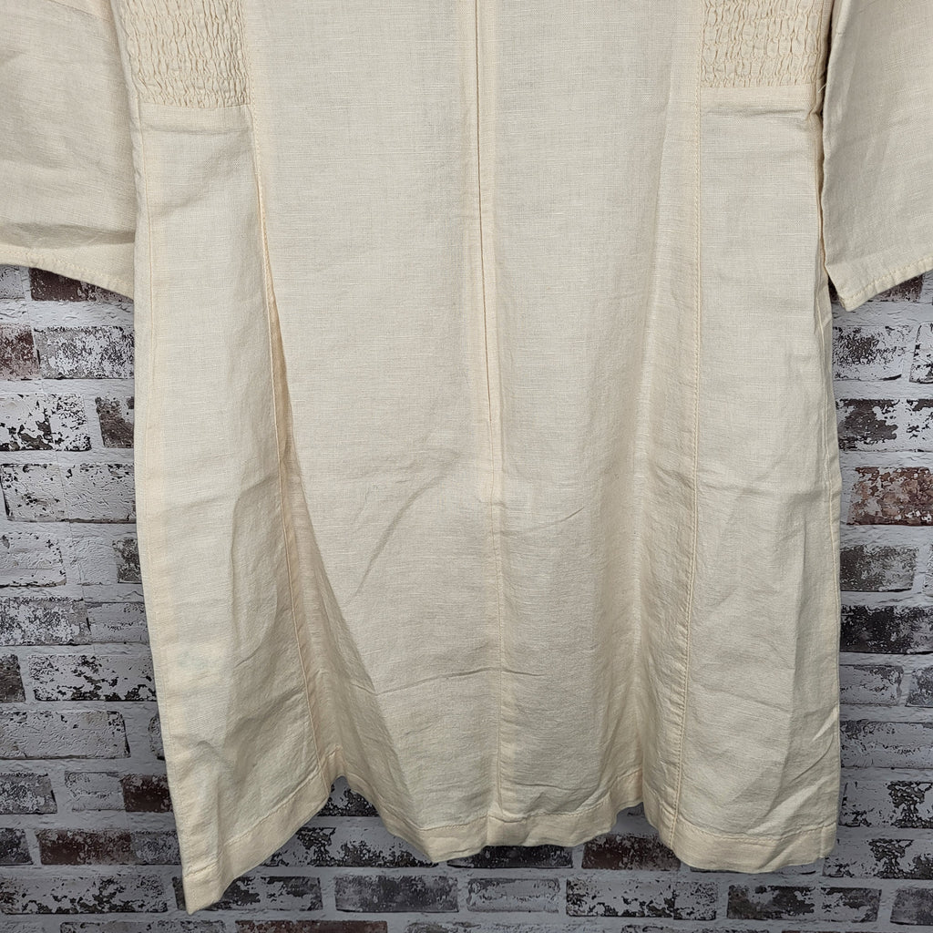 NEW Banana Republic Cream Linen-Blend Square-Neck Pintuck Mini Dress (Women's Size 2)