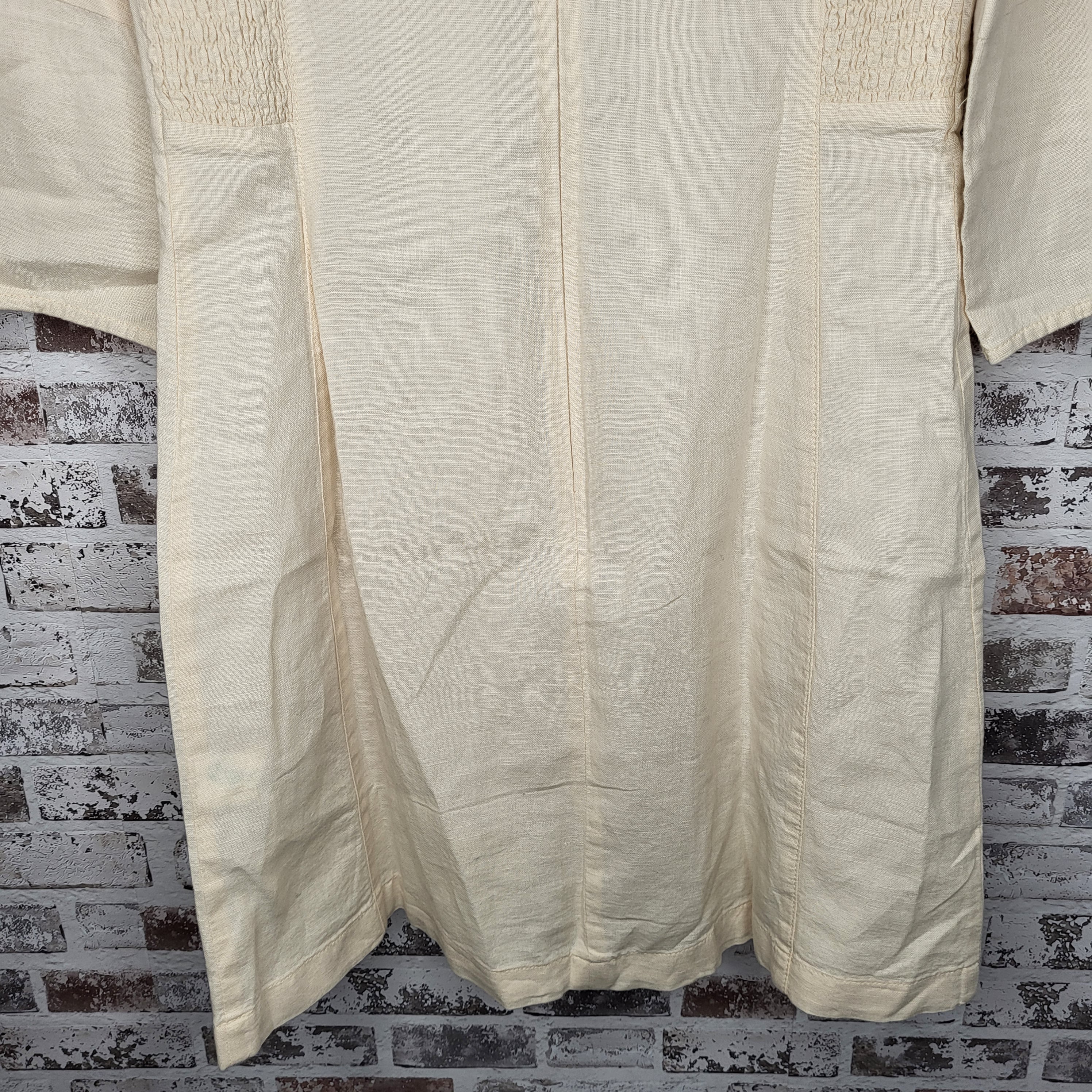 NEW Banana Republic Cream Linen-Blend Square-Neck Pintuck Mini Dress (Women's Size 2)