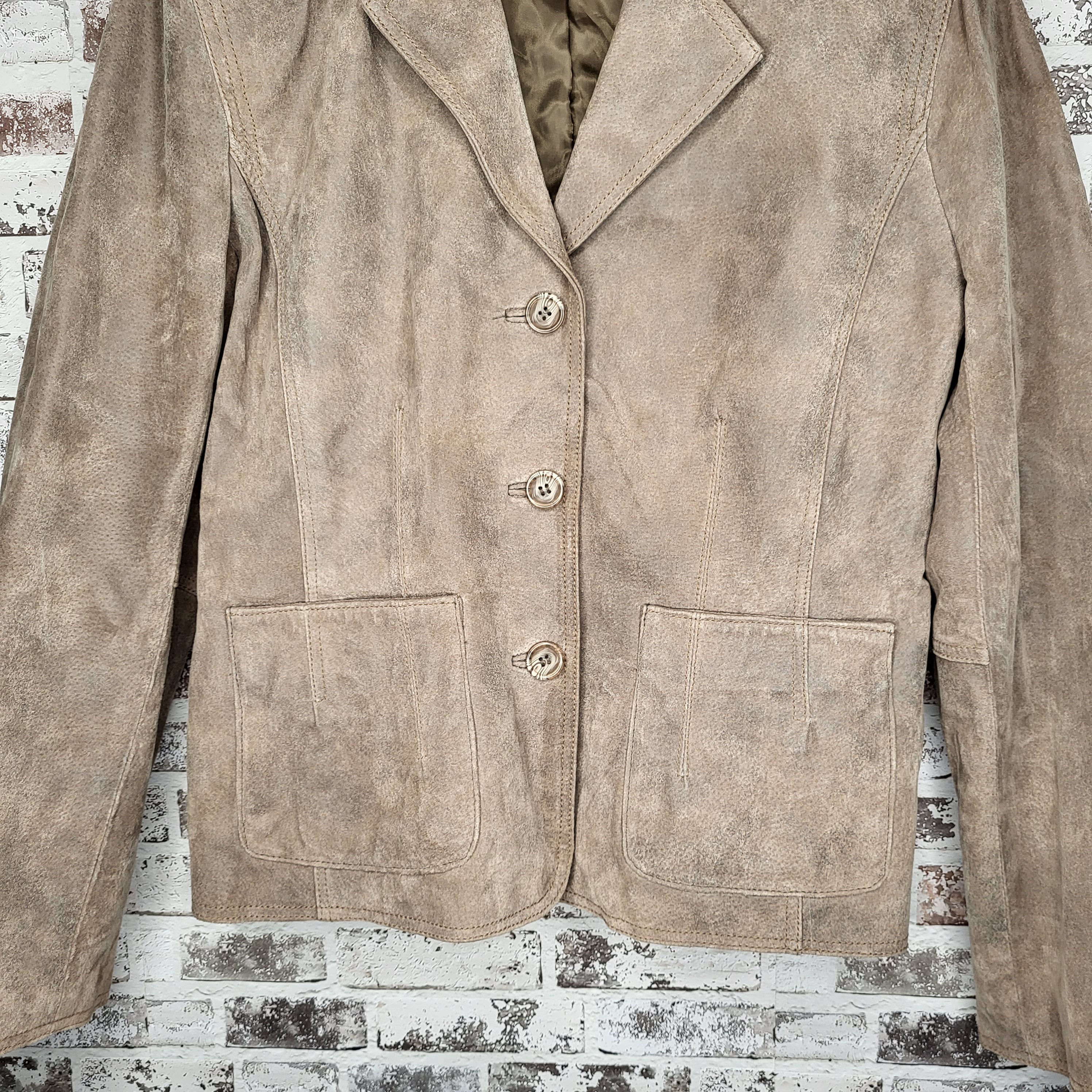 CRUZE Taupe Suede Leather Blazer Jacket (Women's Size XL/TG)