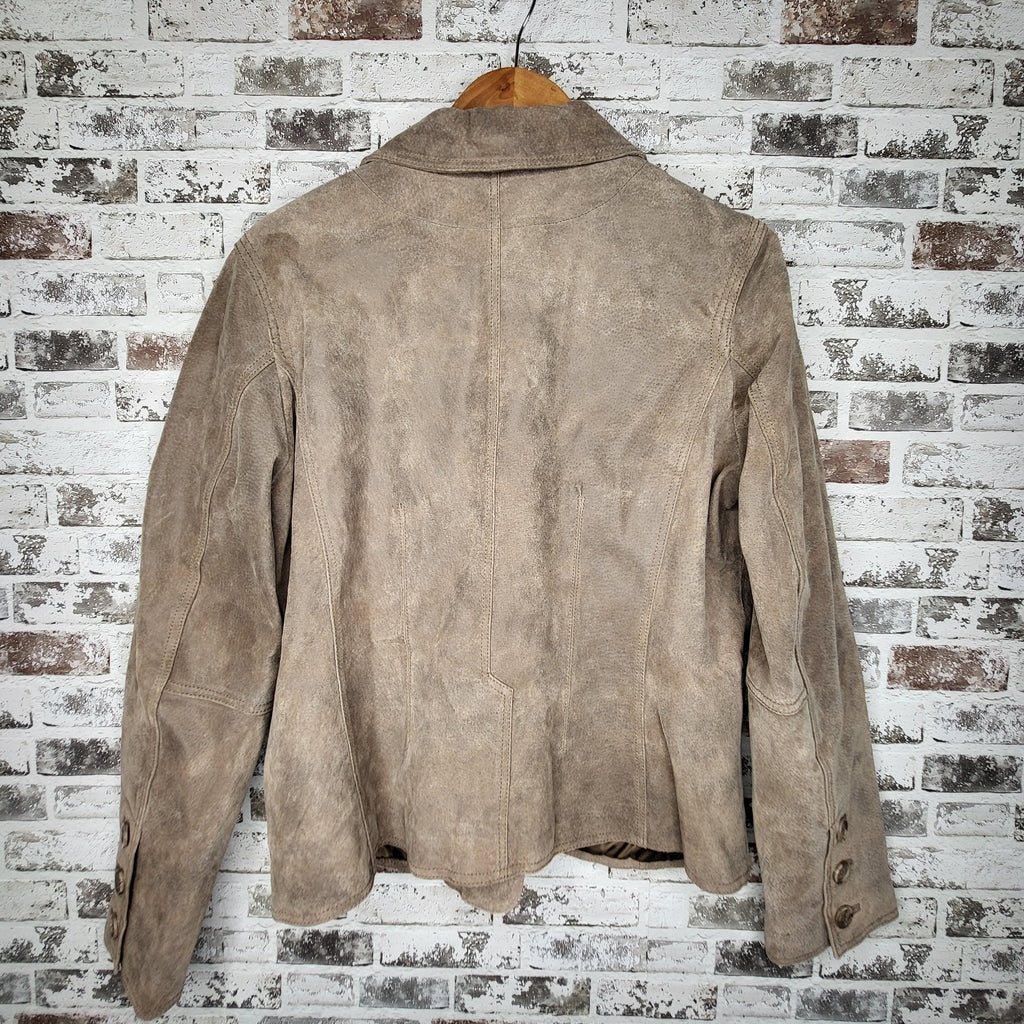CRUZE Taupe Suede Leather Blazer Jacket (Women's Size XL/TG)