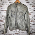 Blink Grey Genuine Leather Moto Jacket (Men's Size S/P)