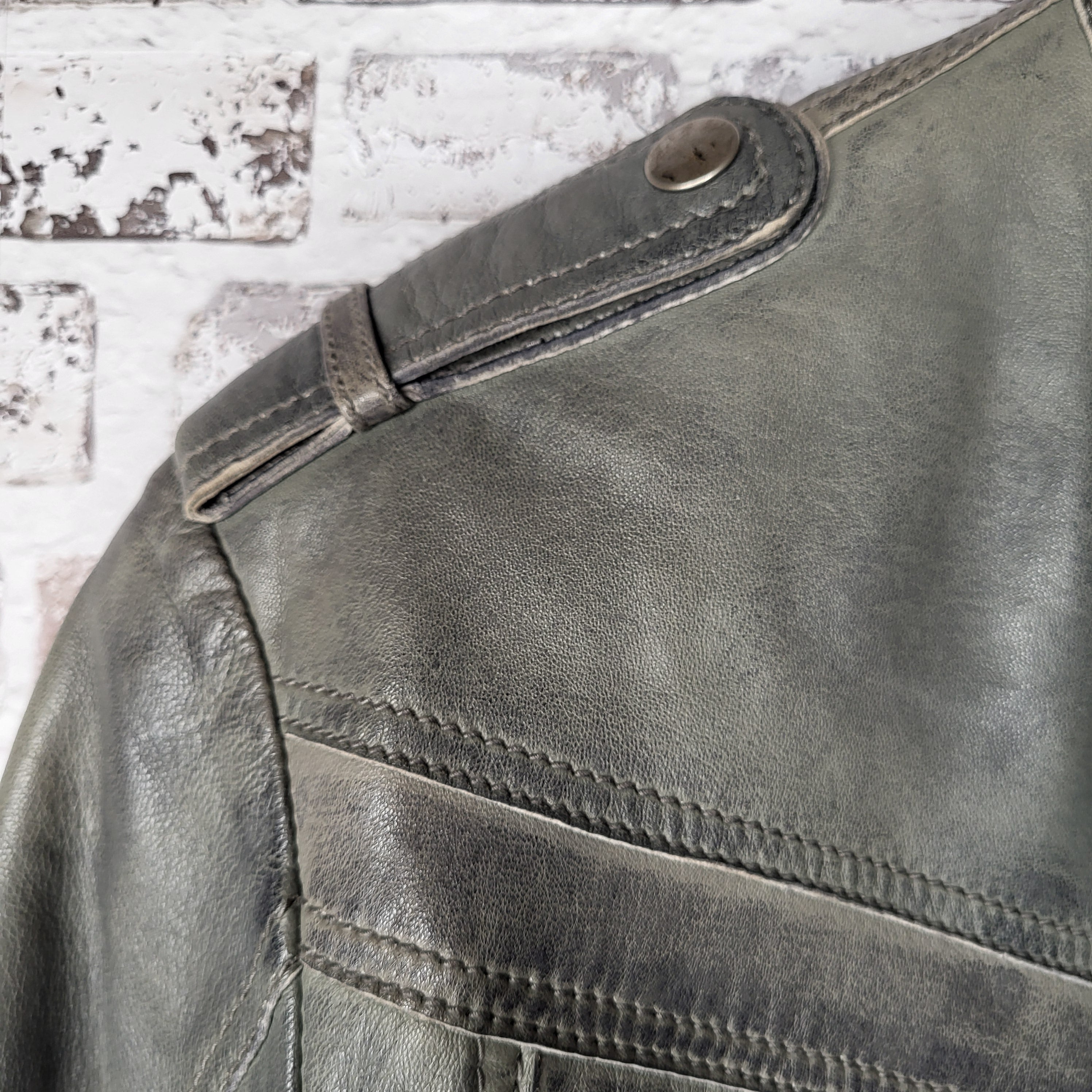 Blink Grey Genuine Leather Moto Jacket (Men's Size S/P)