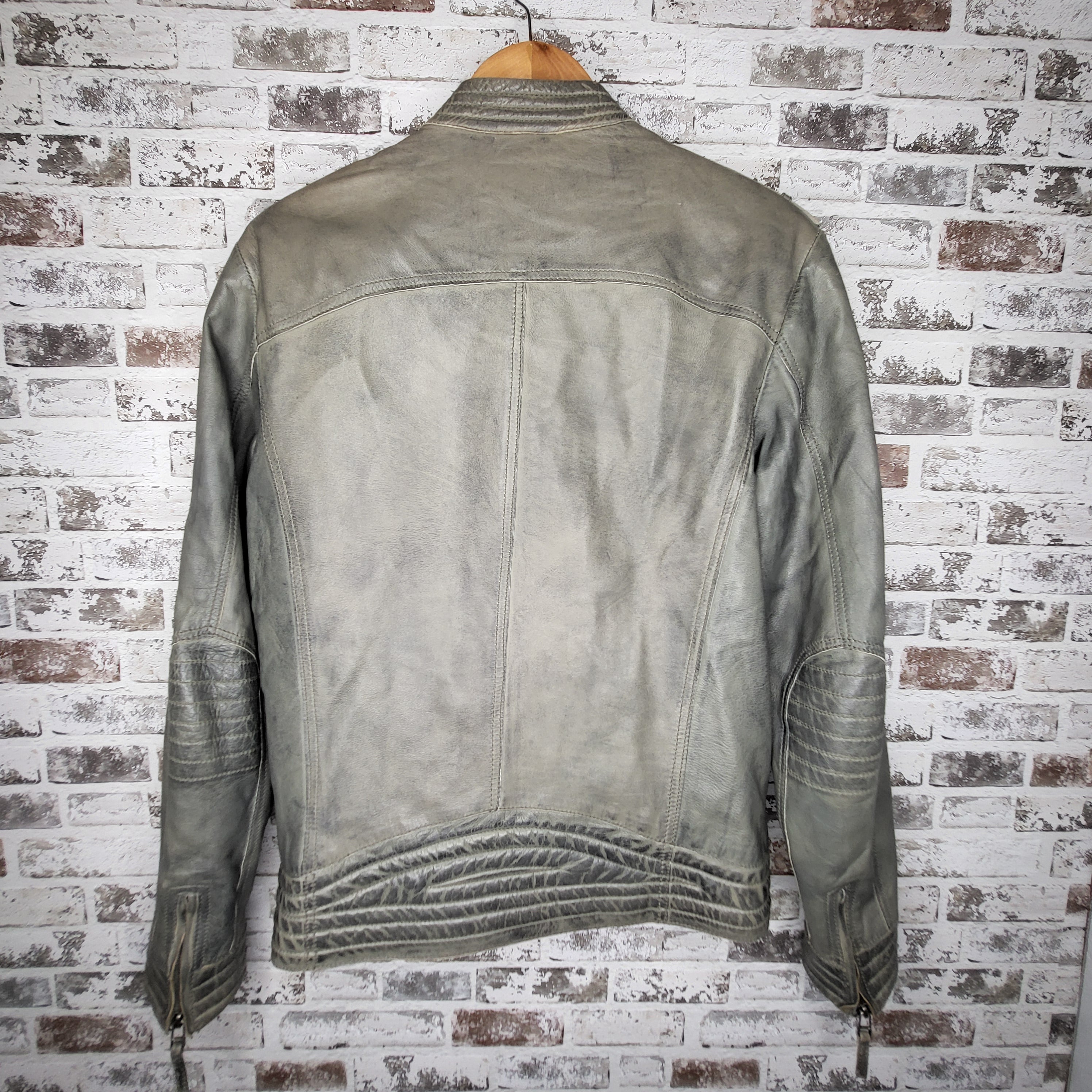 Blink Grey Genuine Leather Moto Jacket (Men's Size S/P)