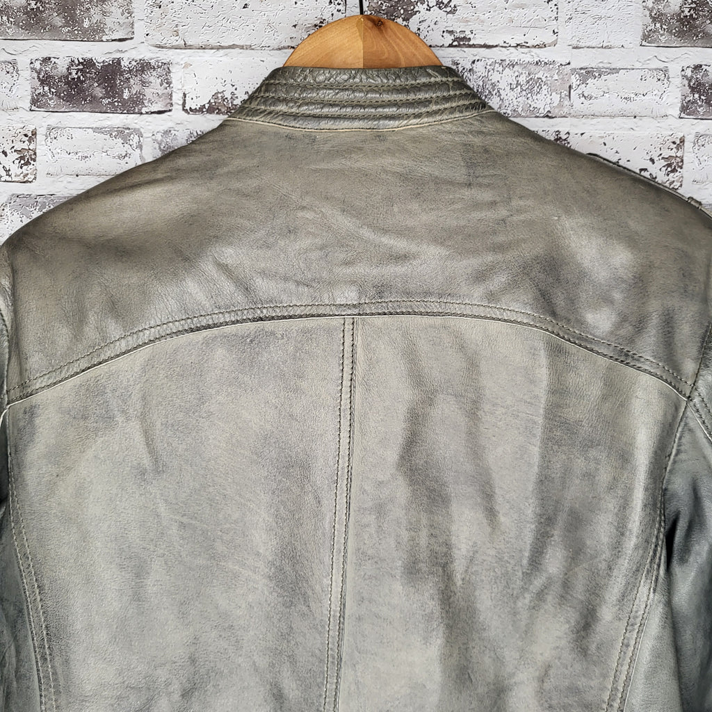 Blink Grey Genuine Leather Moto Jacket (Men's Size S/P)