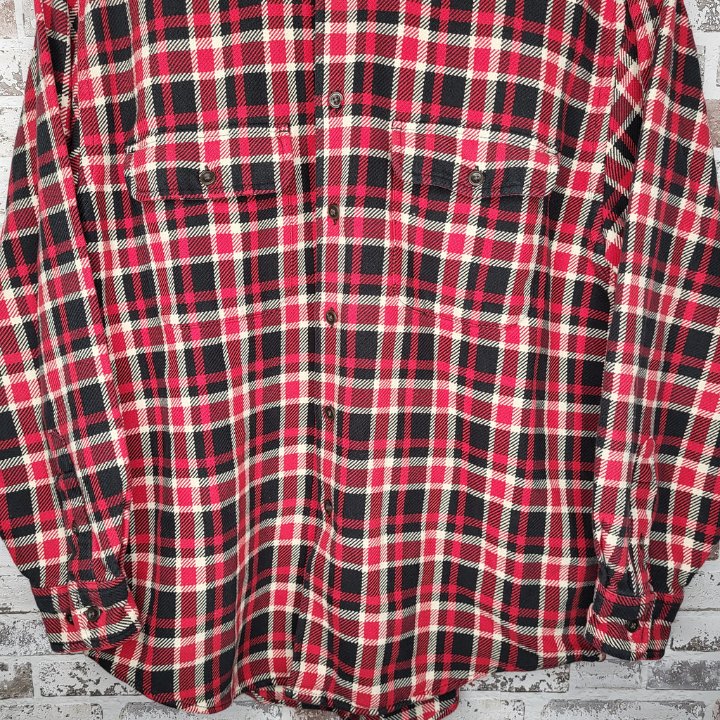 Eddie Bauer Red Black Plaid Flannel Shirt (Men's Size M)