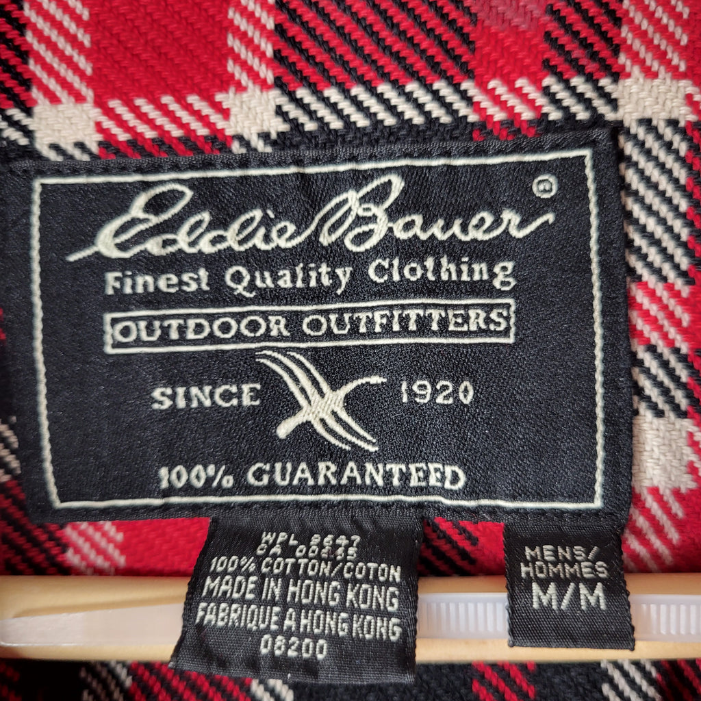 Eddie Bauer Red Black Plaid Flannel Shirt (Men's Size M)