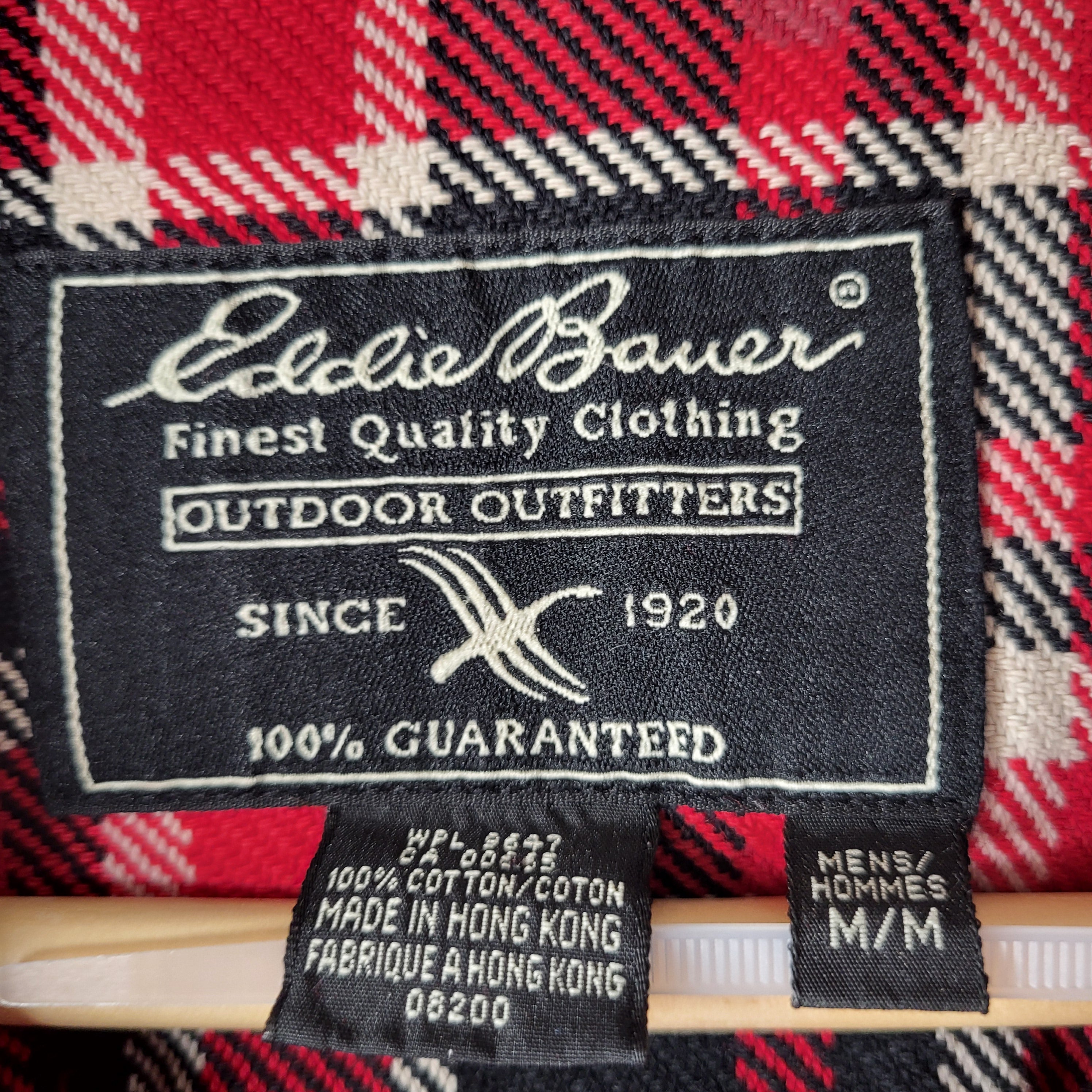 Eddie Bauer Red Black Plaid Flannel Shirt (Men's Size M)