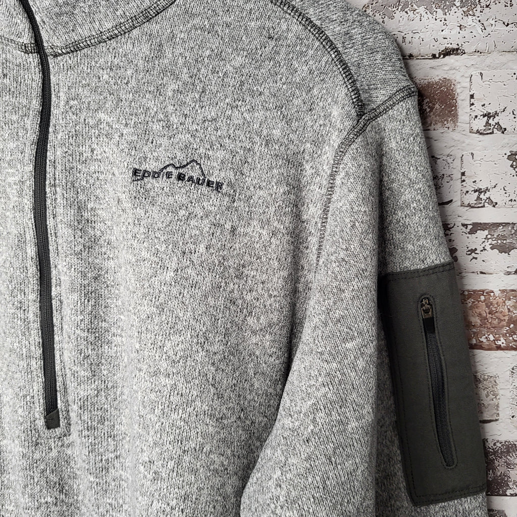 Eddie Bauer Grey Heather Quarter-Zip Fleece Pullover (Men's Size XL)
