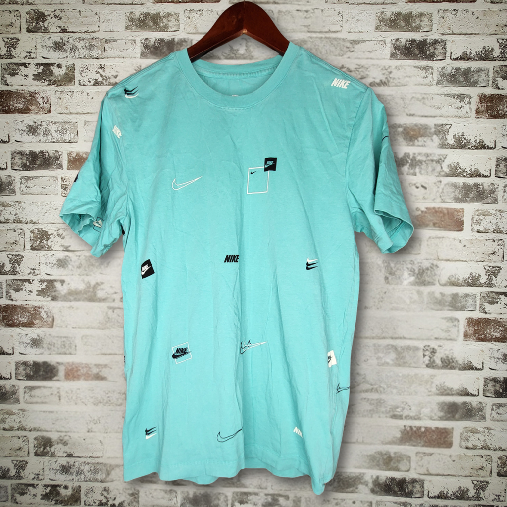 Nike teal all-over logo t-shirt (Men's Size S)