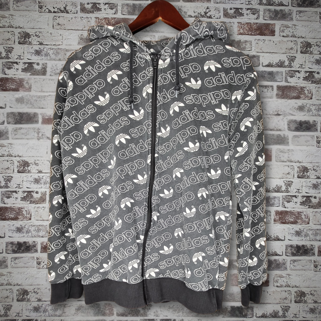 adidas faded black zip hoodie (Men's Size S)