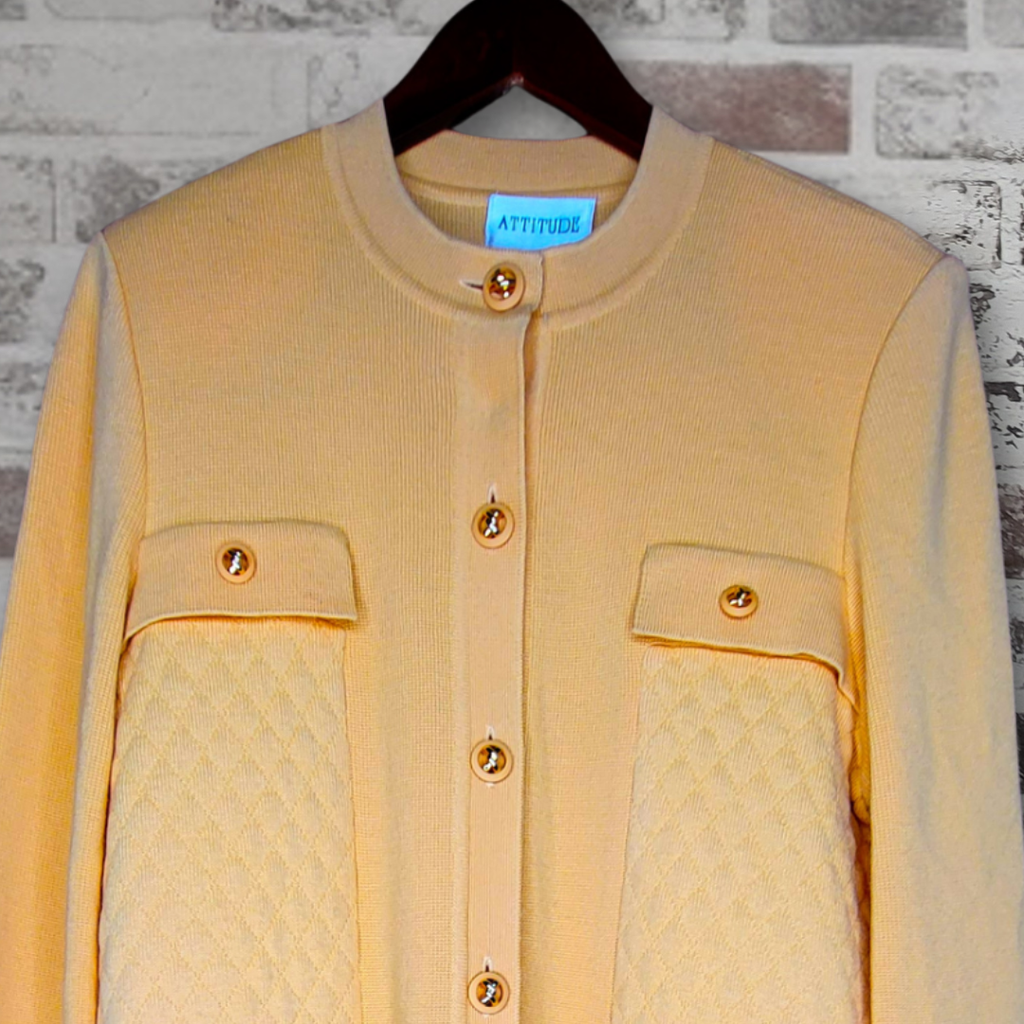 Attitude soft yellow tone longline cardigan jacket (Women's Size 12)