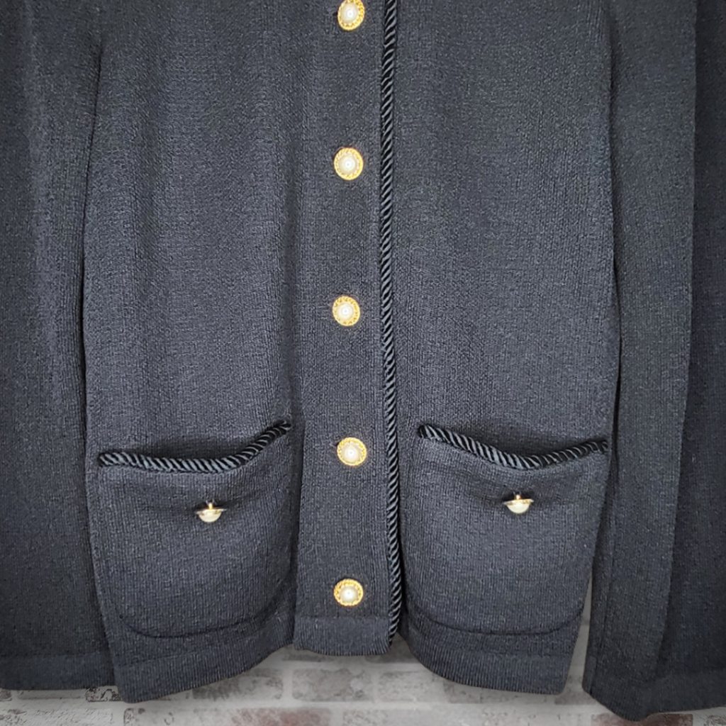 Castleberry black pearl-button knit jacket (Women's Size M)